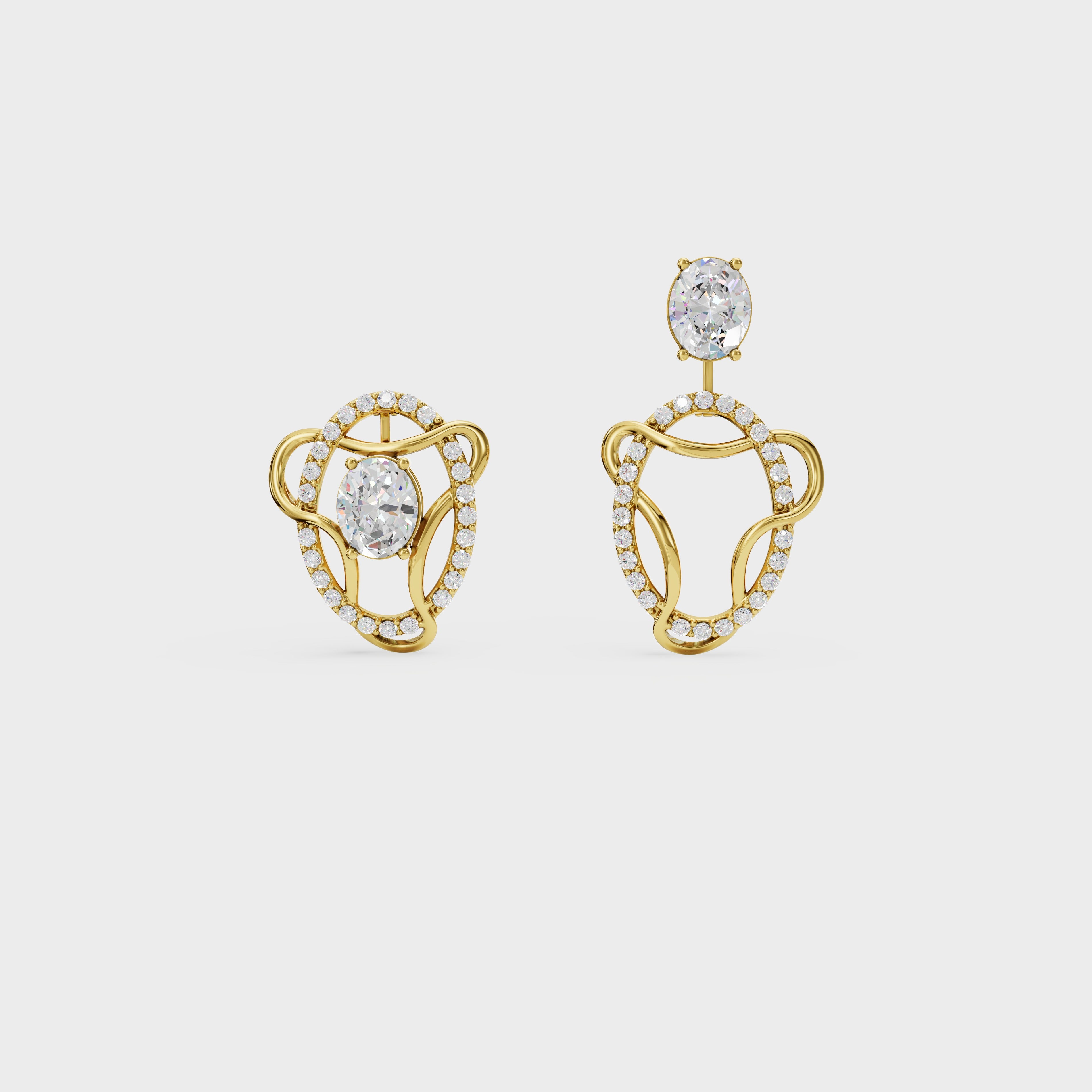 Diamond Swirl Halo Earrings