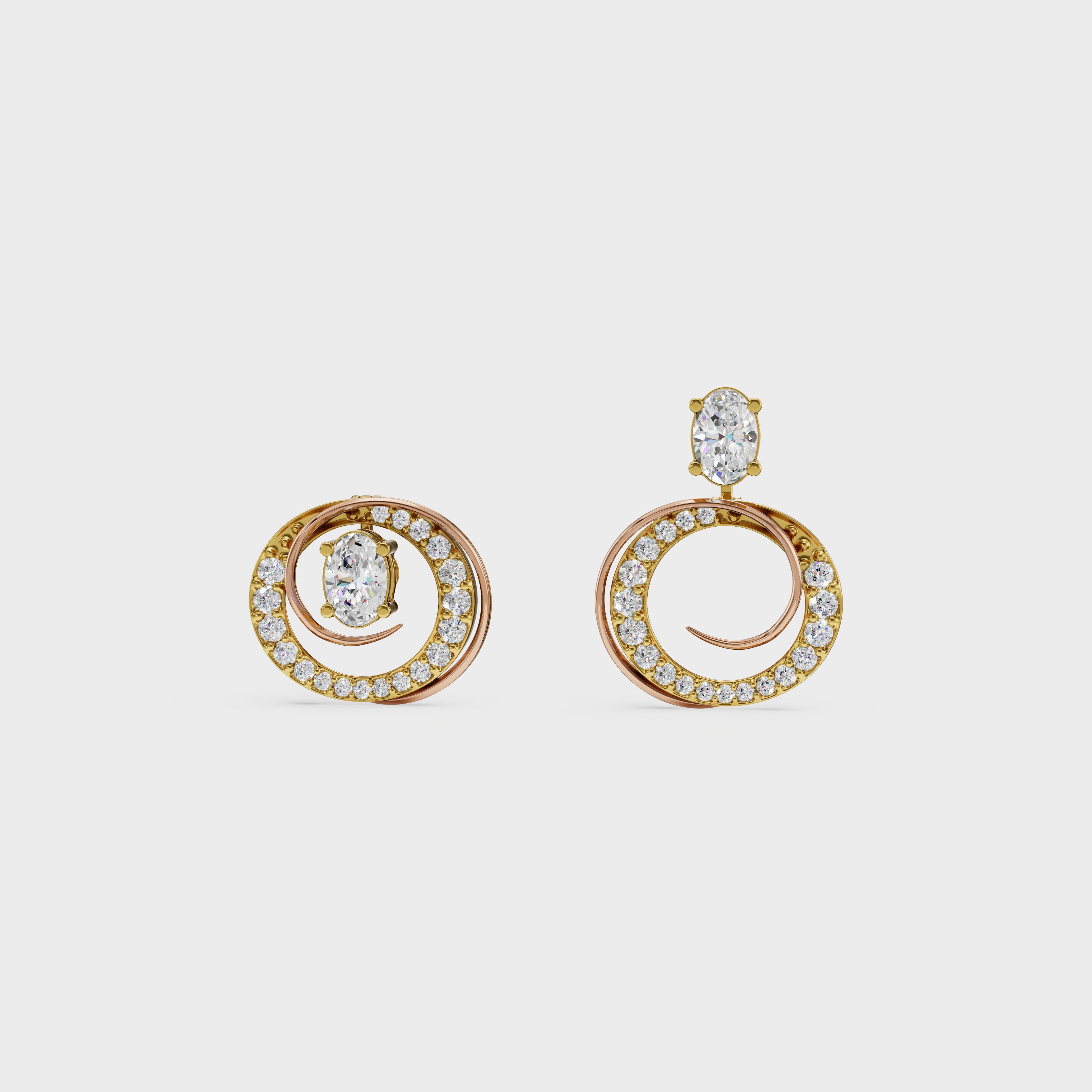 2 in One Oval cut stud & Earrings