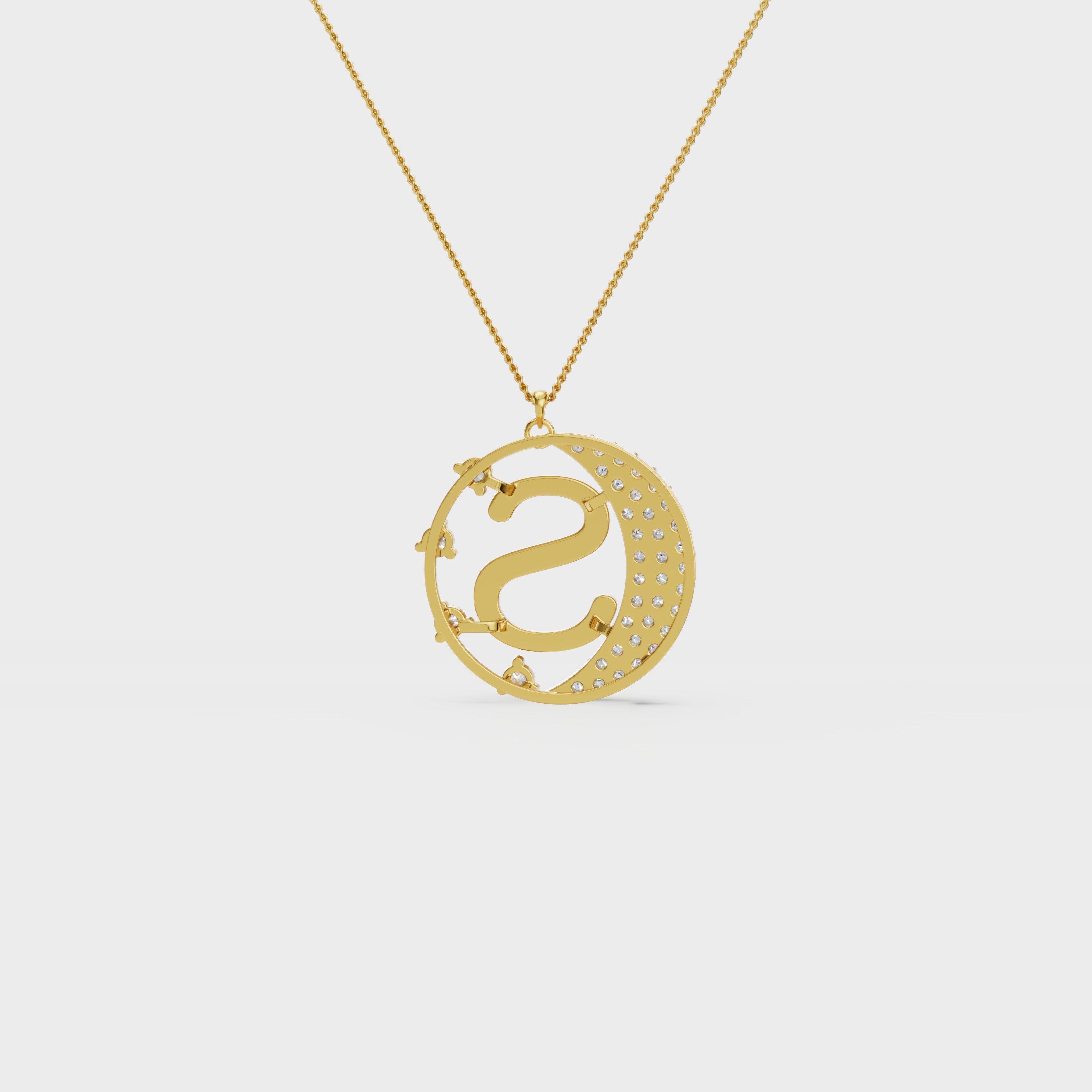 Crescent S Intial Pendant