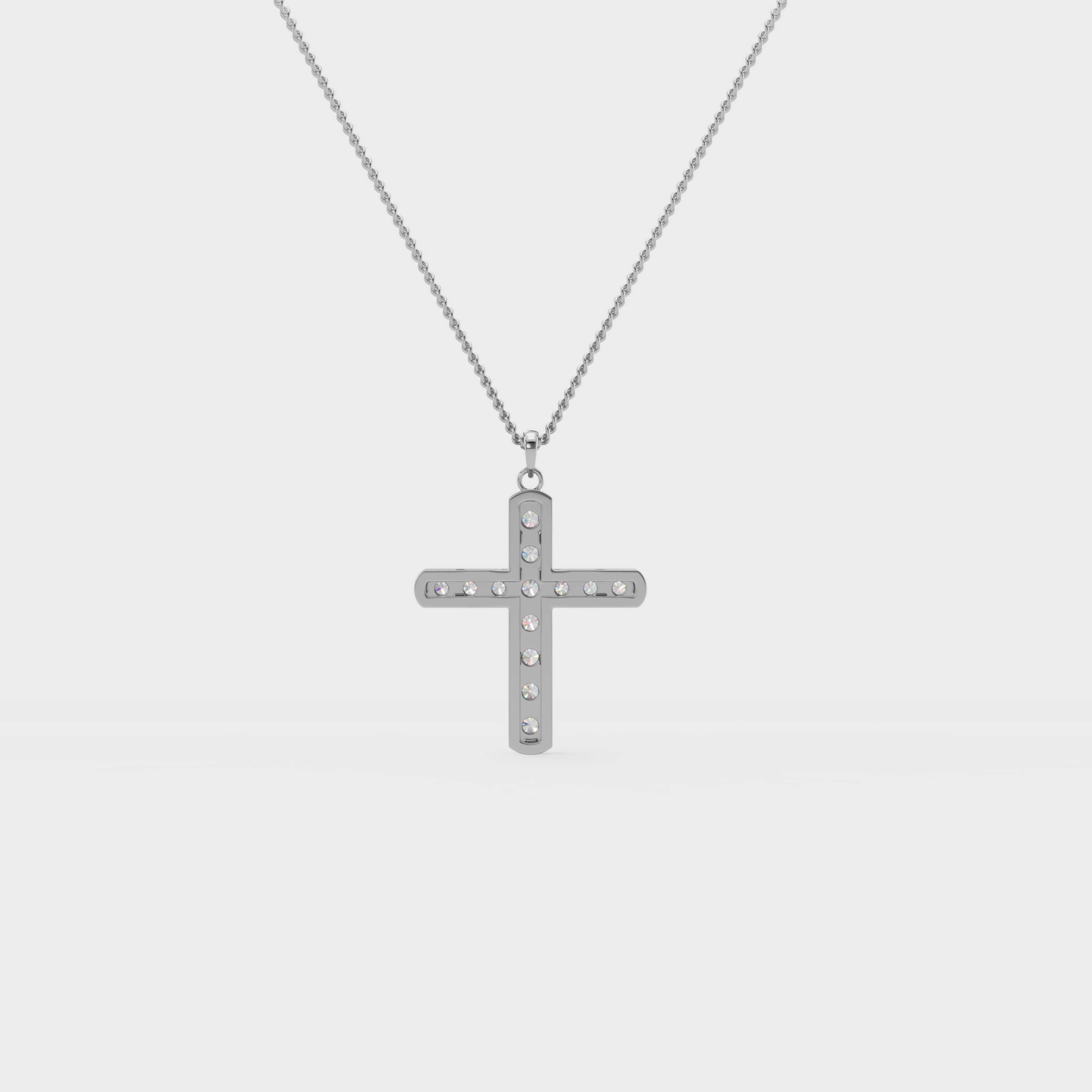 Christian Cross Round Diamond Pendant