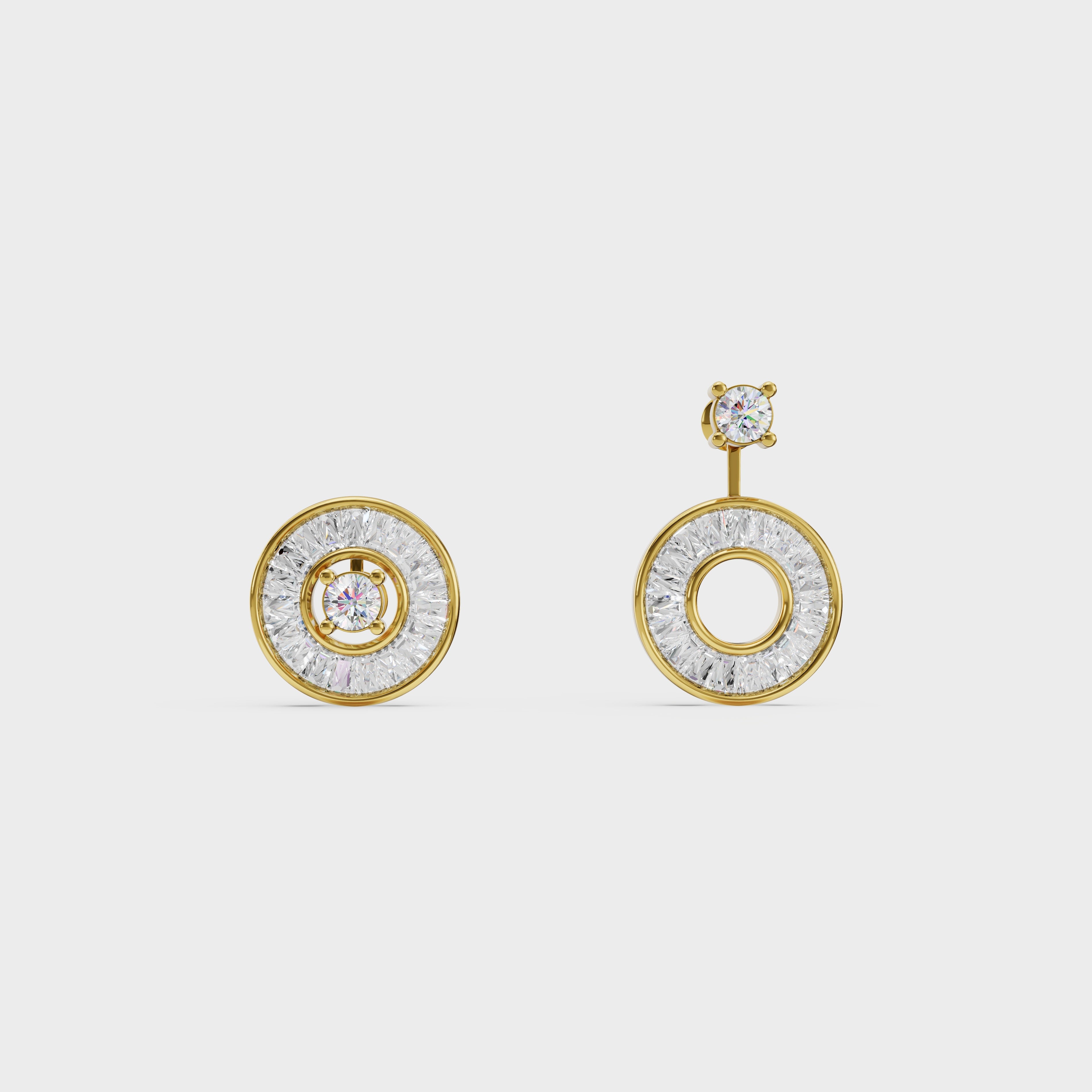 Radial Baguette Diamond Studs Earrings