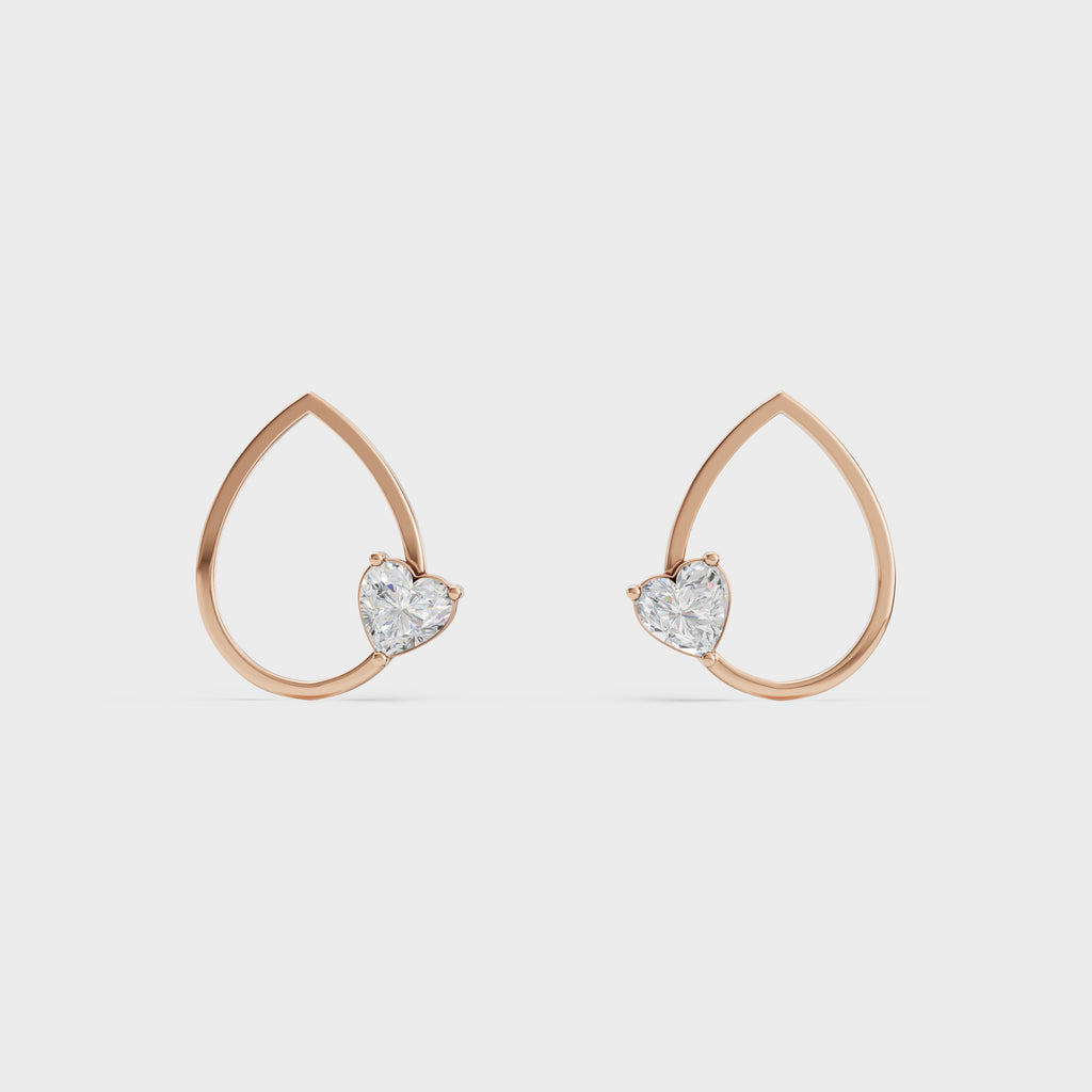 Heart in Teardrop Stud Earring