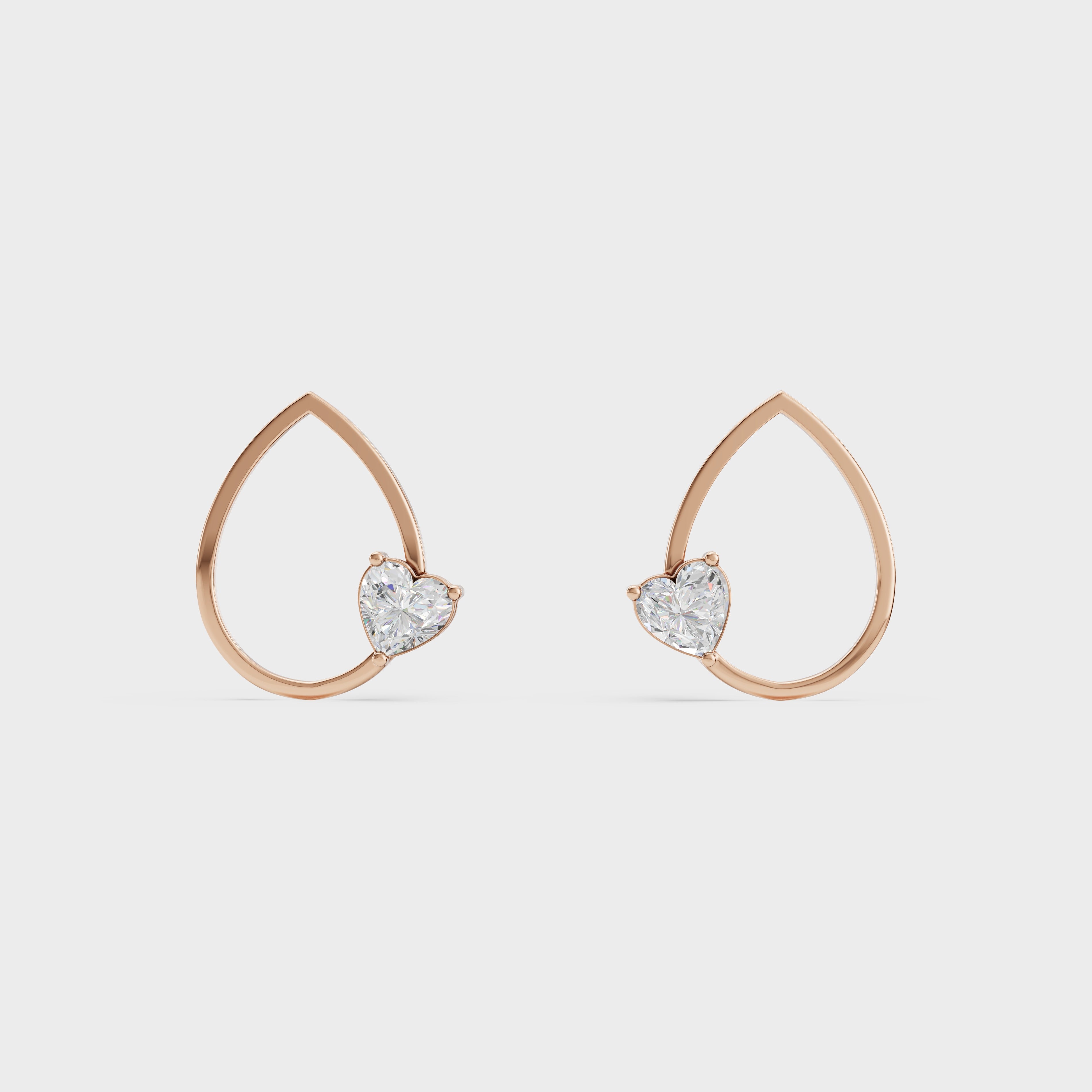 Heart in Teardrop Stud Earring