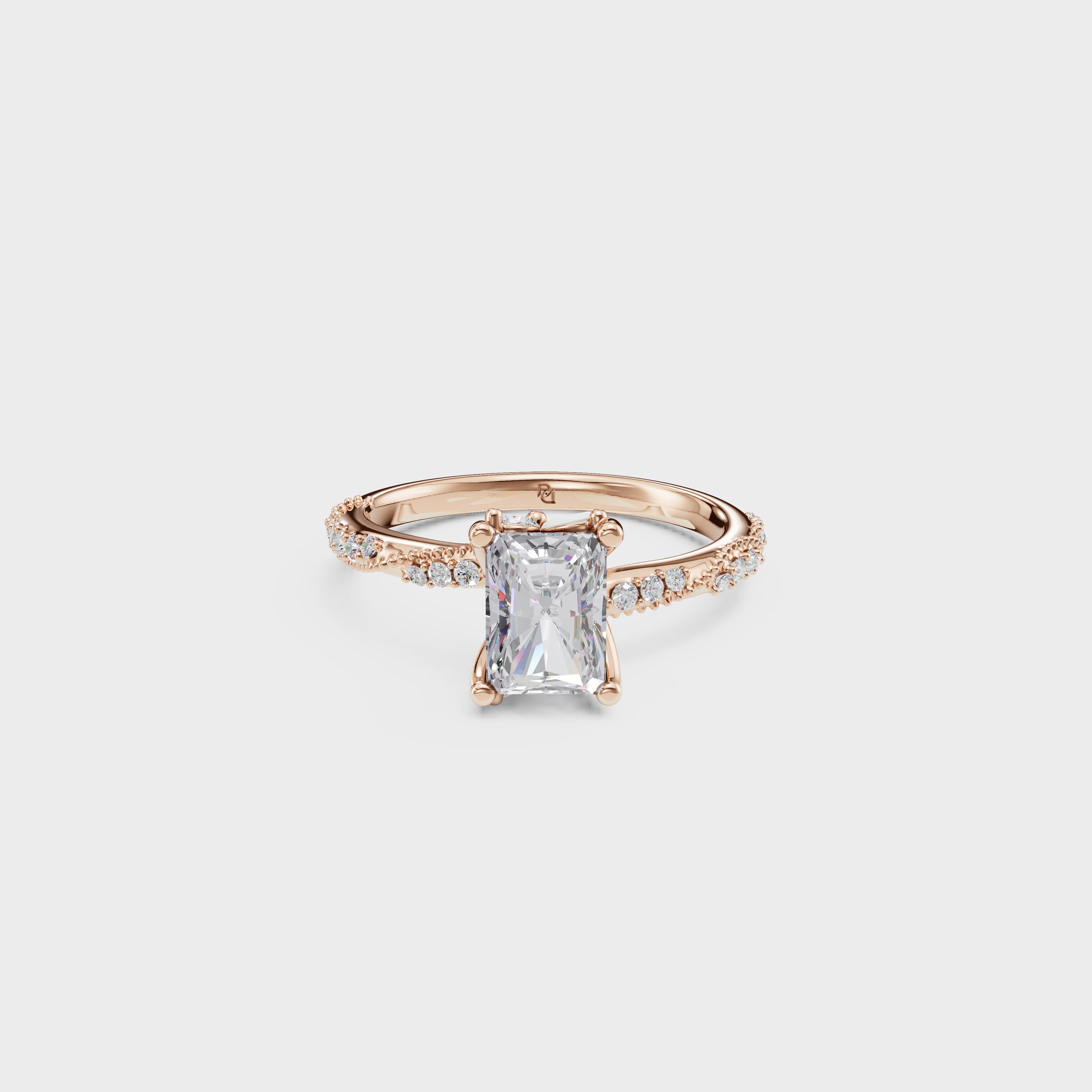 Elegant Radiant Cathedral Style Ring