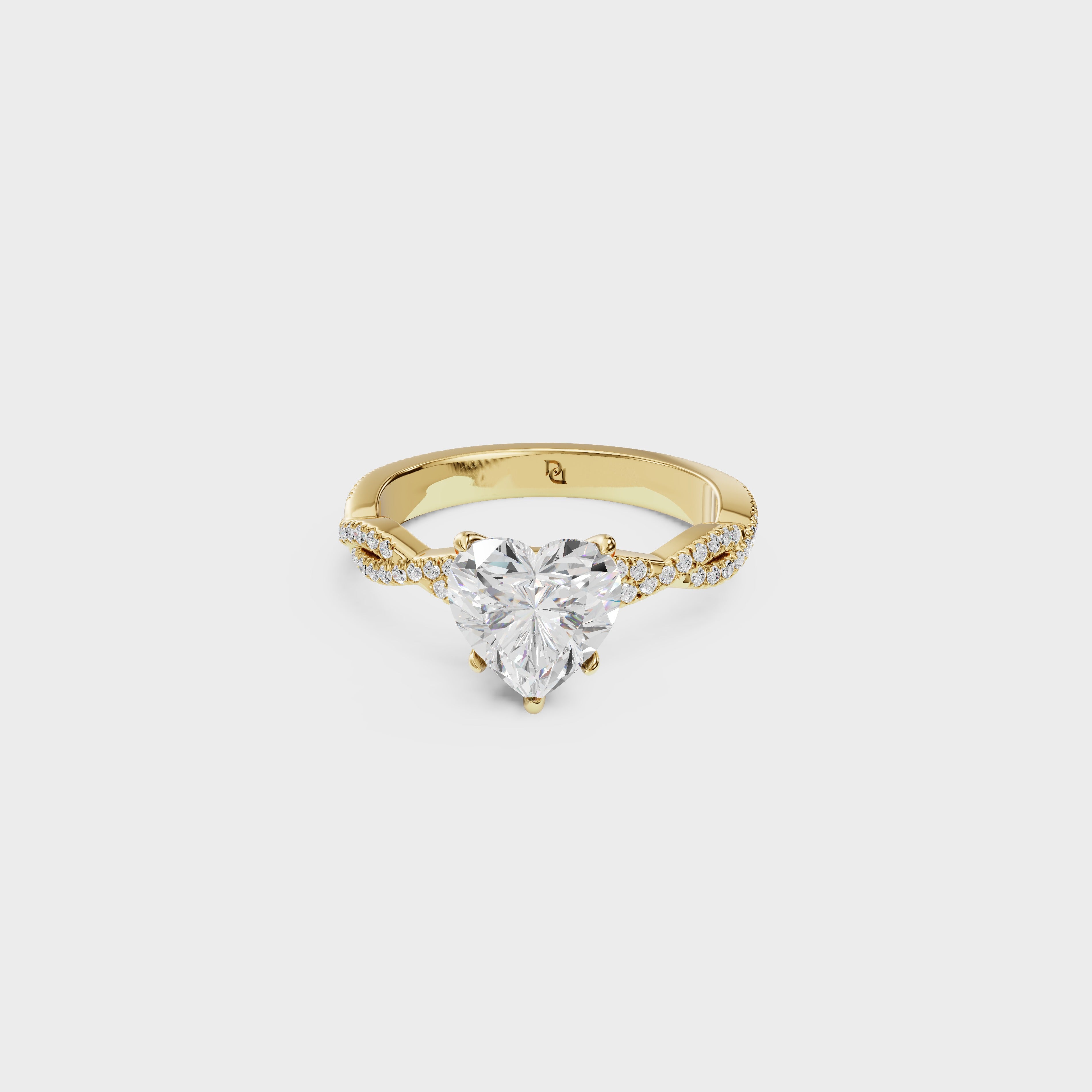Hidden Halo Petite Heart Engagement Ring