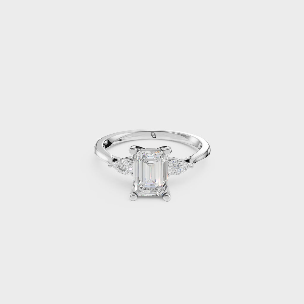 1.31ct Vintage Style Emerald & Pear Diamond Ring