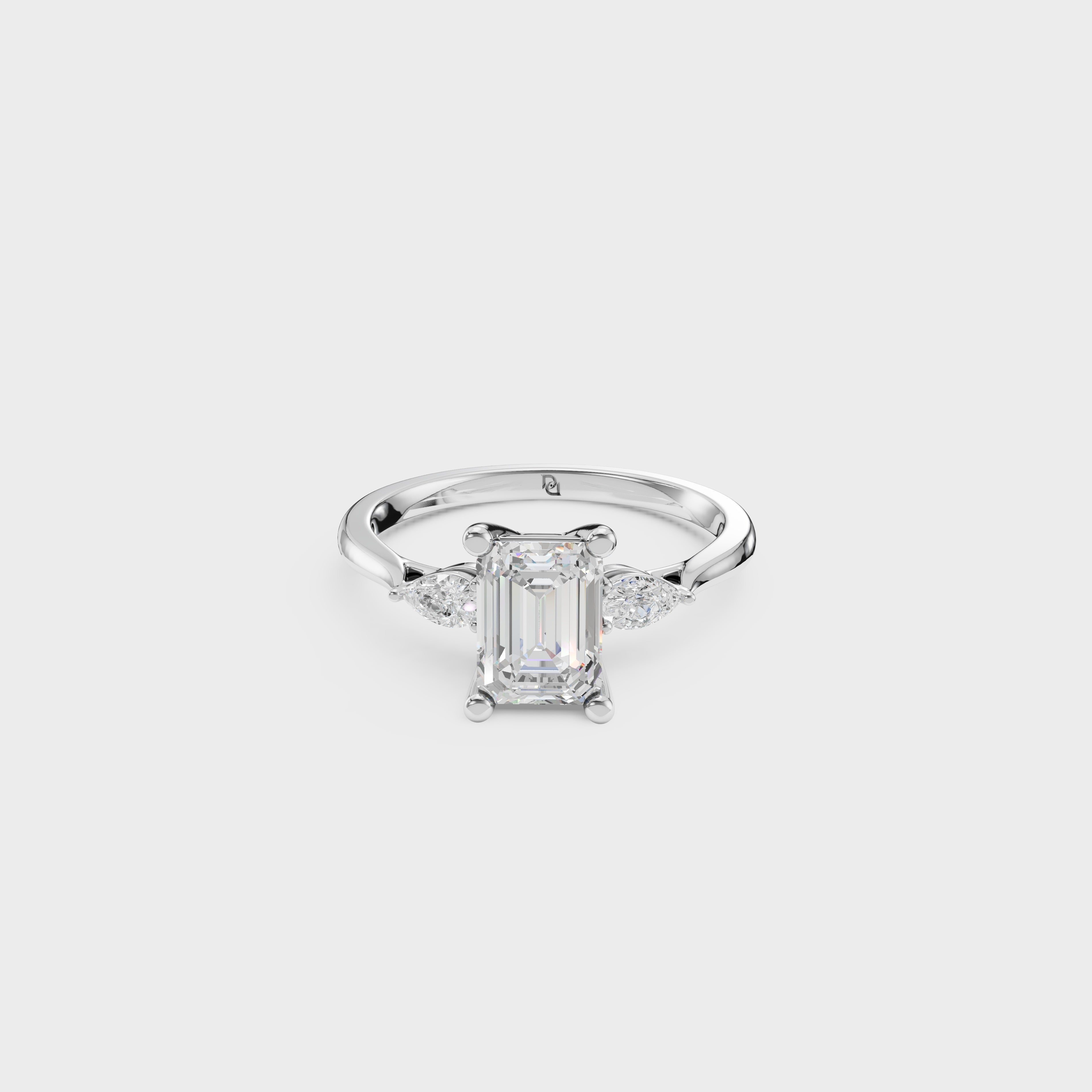 1.31ct Vintage Style Emerald & Pear Diamond Ring