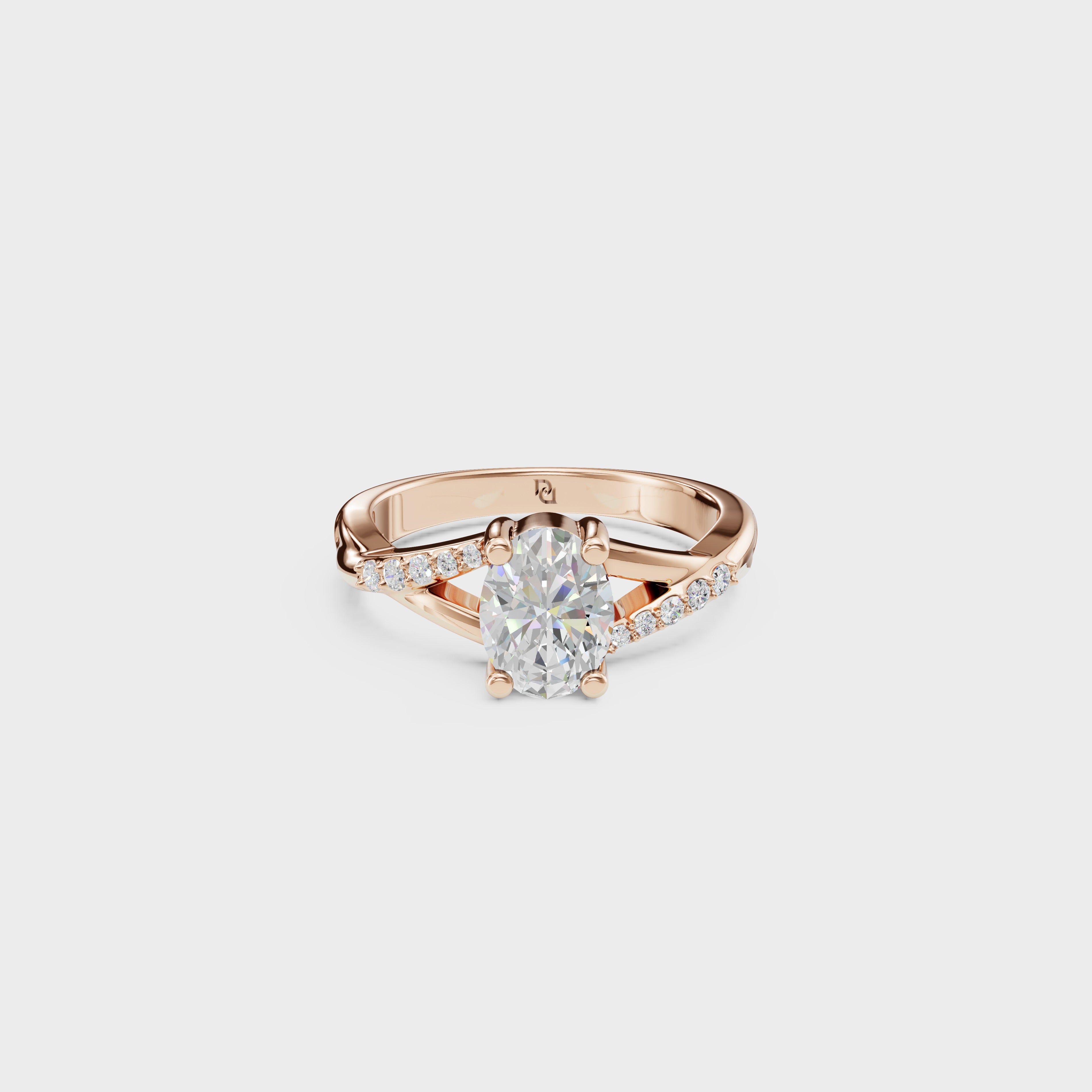 Cathedral Oval Cut Engagement Ring