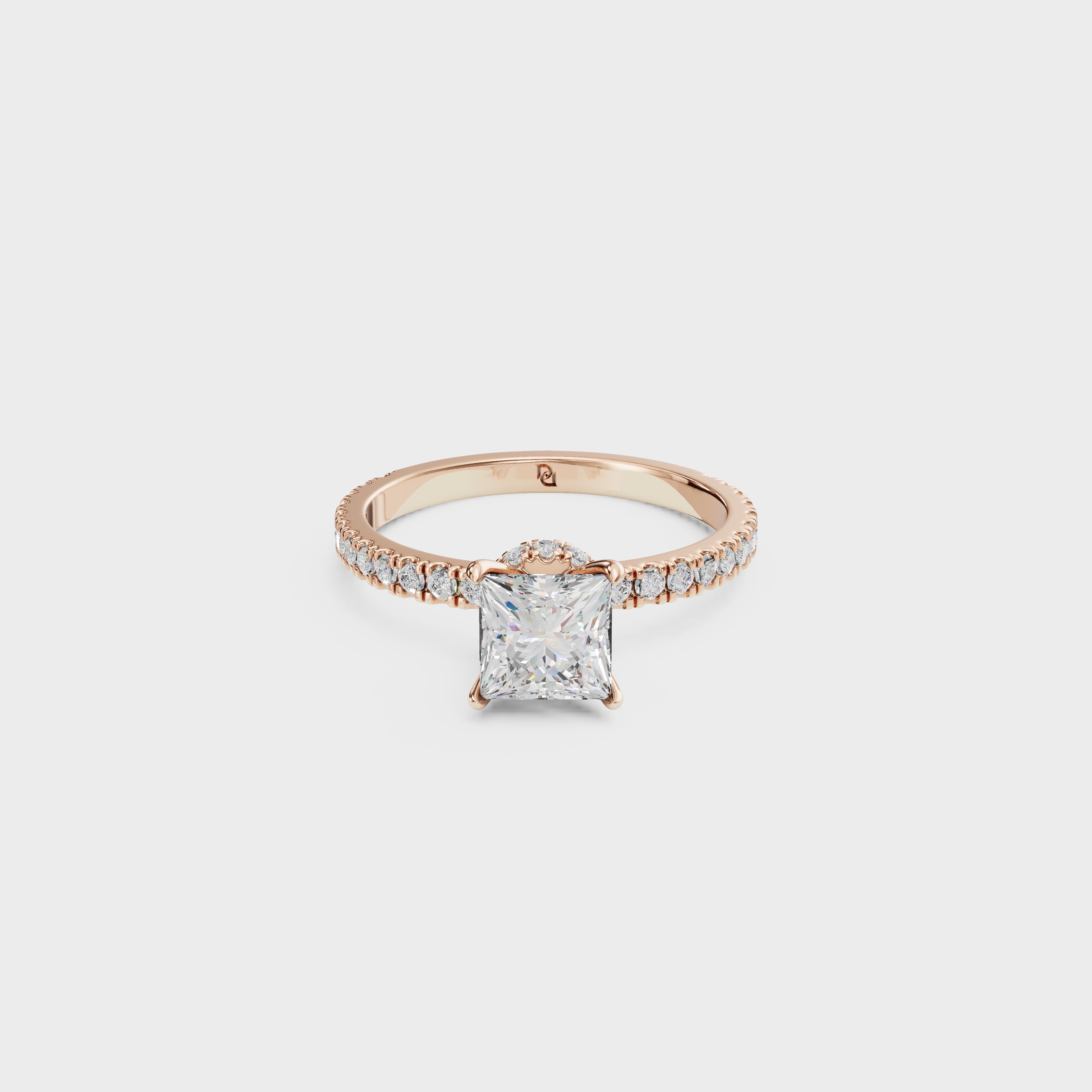 Cathedral Princess Cut Diamond Ring