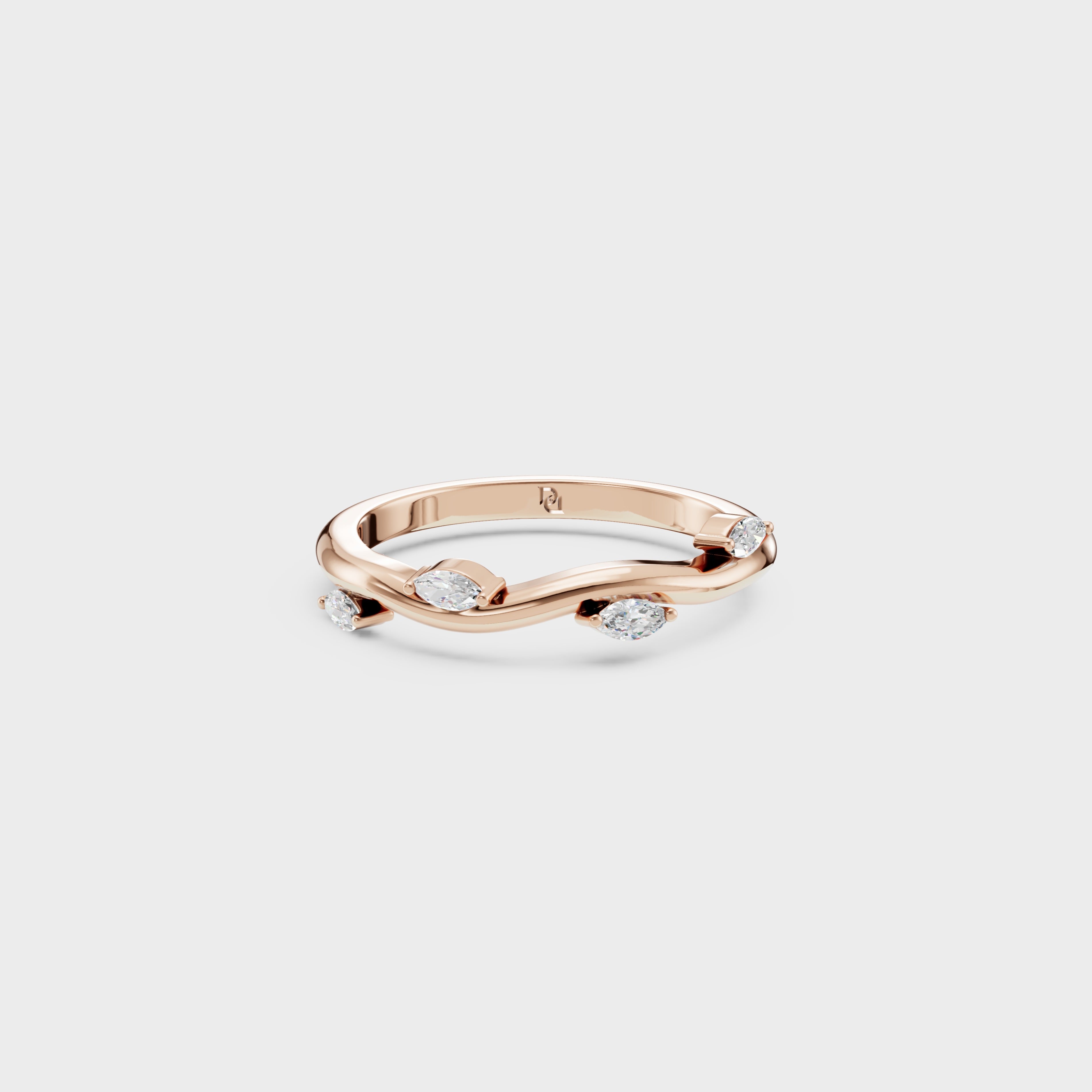 Wave Theme Marquise Diamond Ring