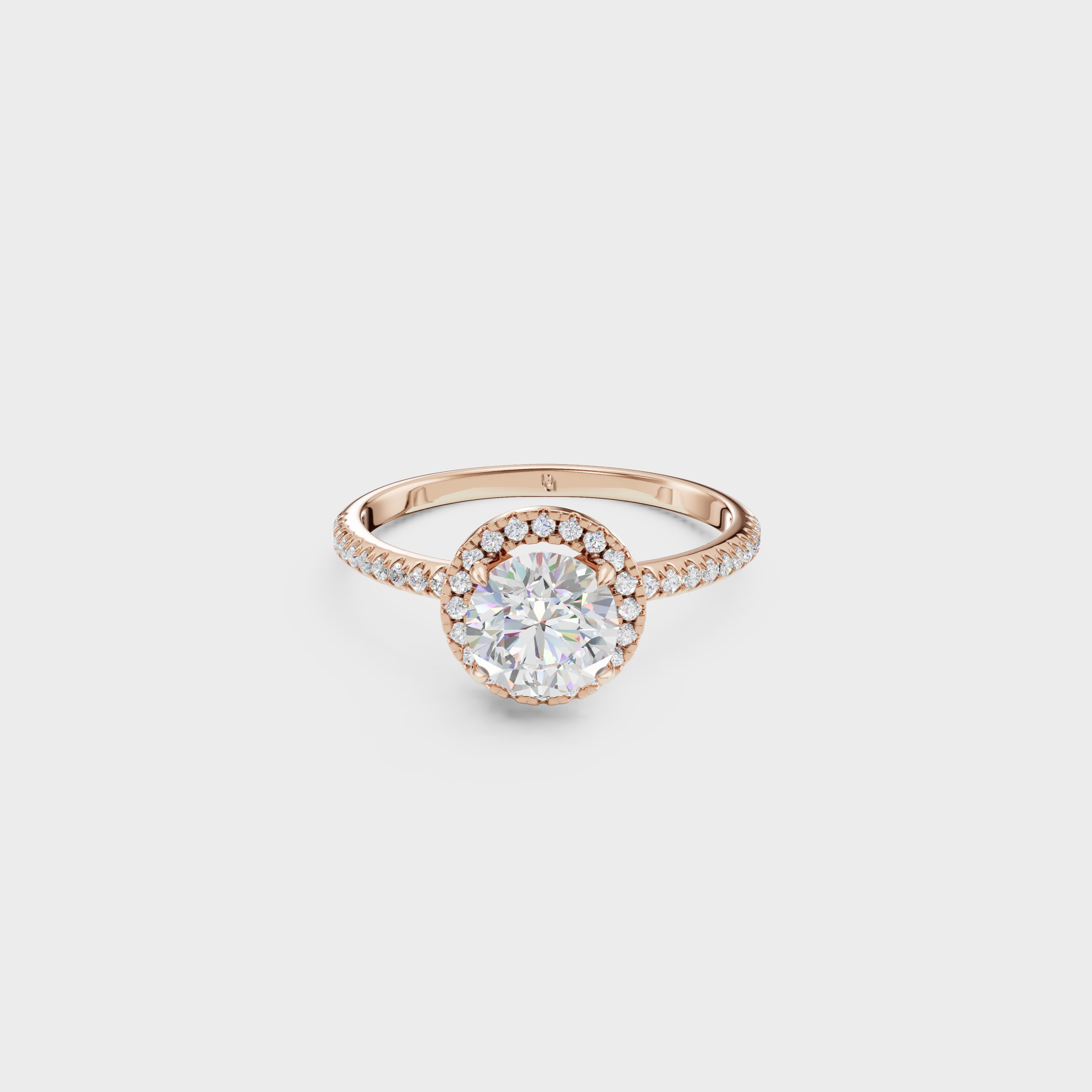 Aura Round Diamond Halo Engagement Ring