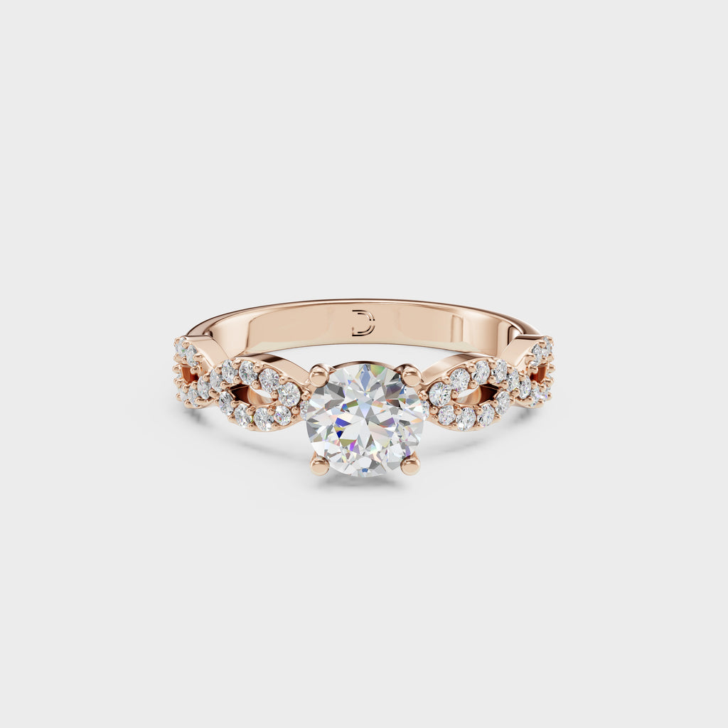 0.45 Round Cut Diamond Pave Twist Engagement Ring
