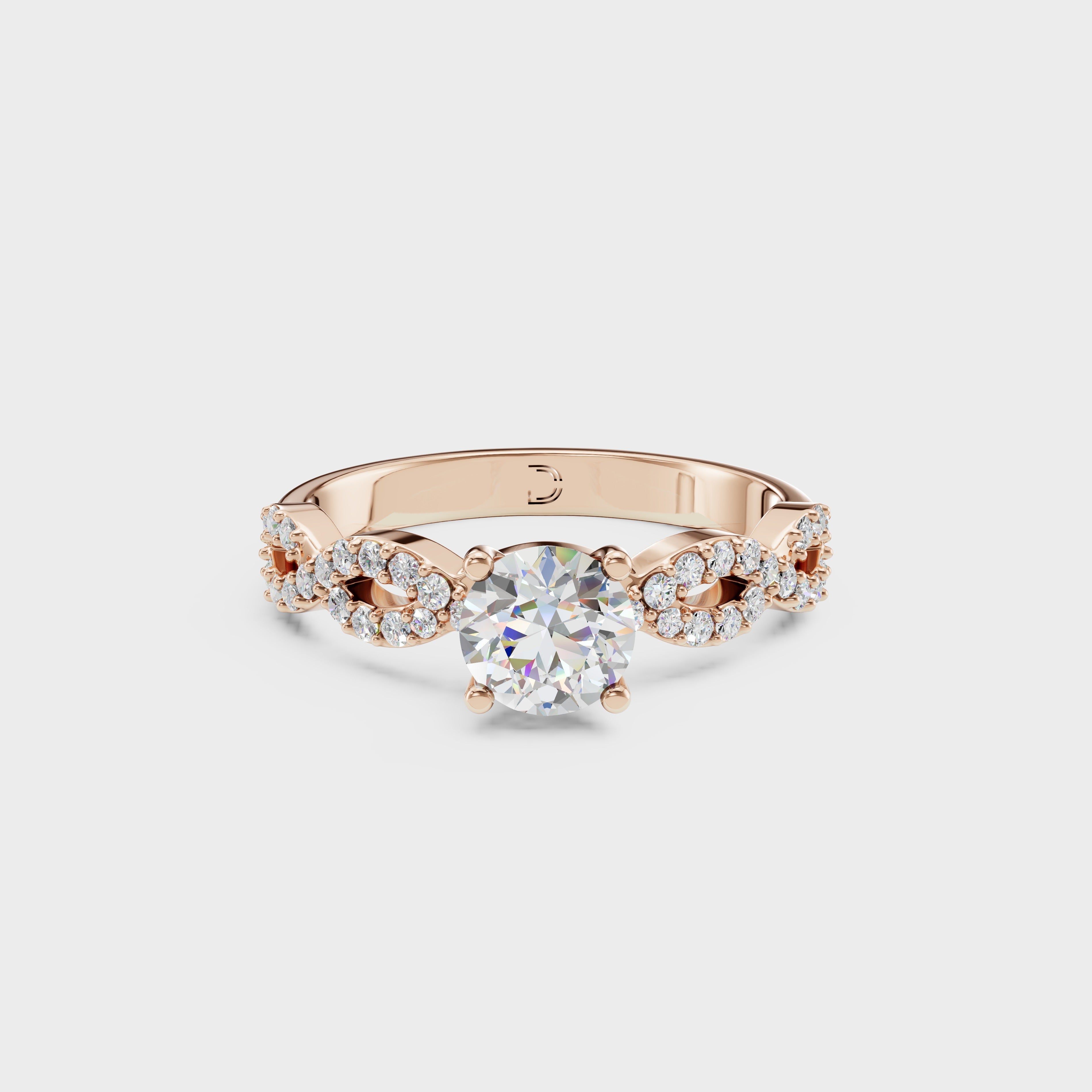 0.45 Round Cut Diamond Pave Twist Engagement Ring