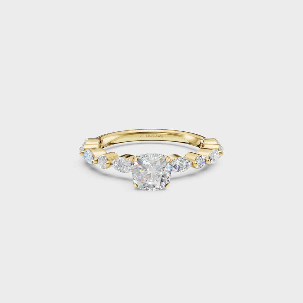 0.85ct Royal Cushion Cut Cascade Ring