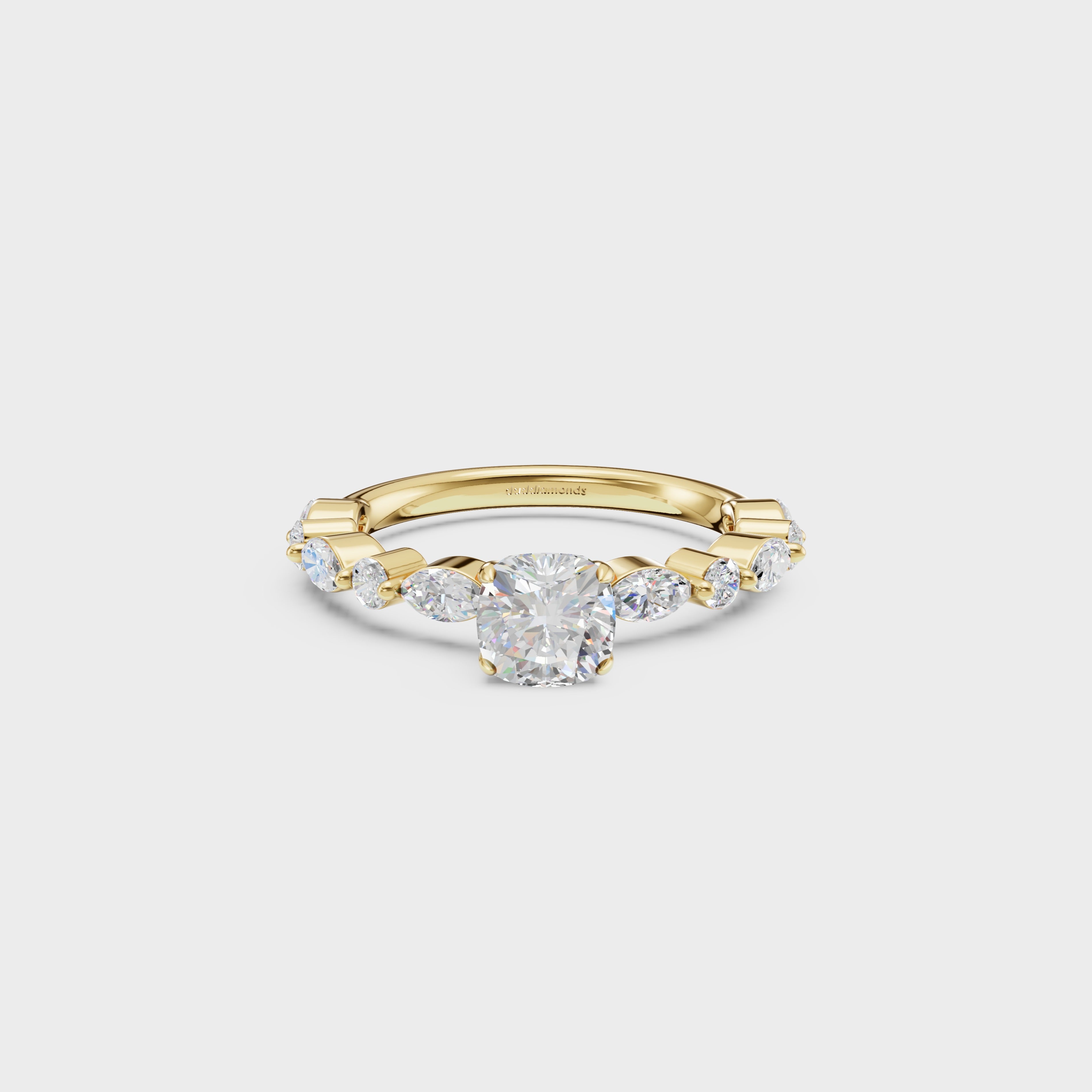 0.85ct Royal Cushion Cut Cascade Ring