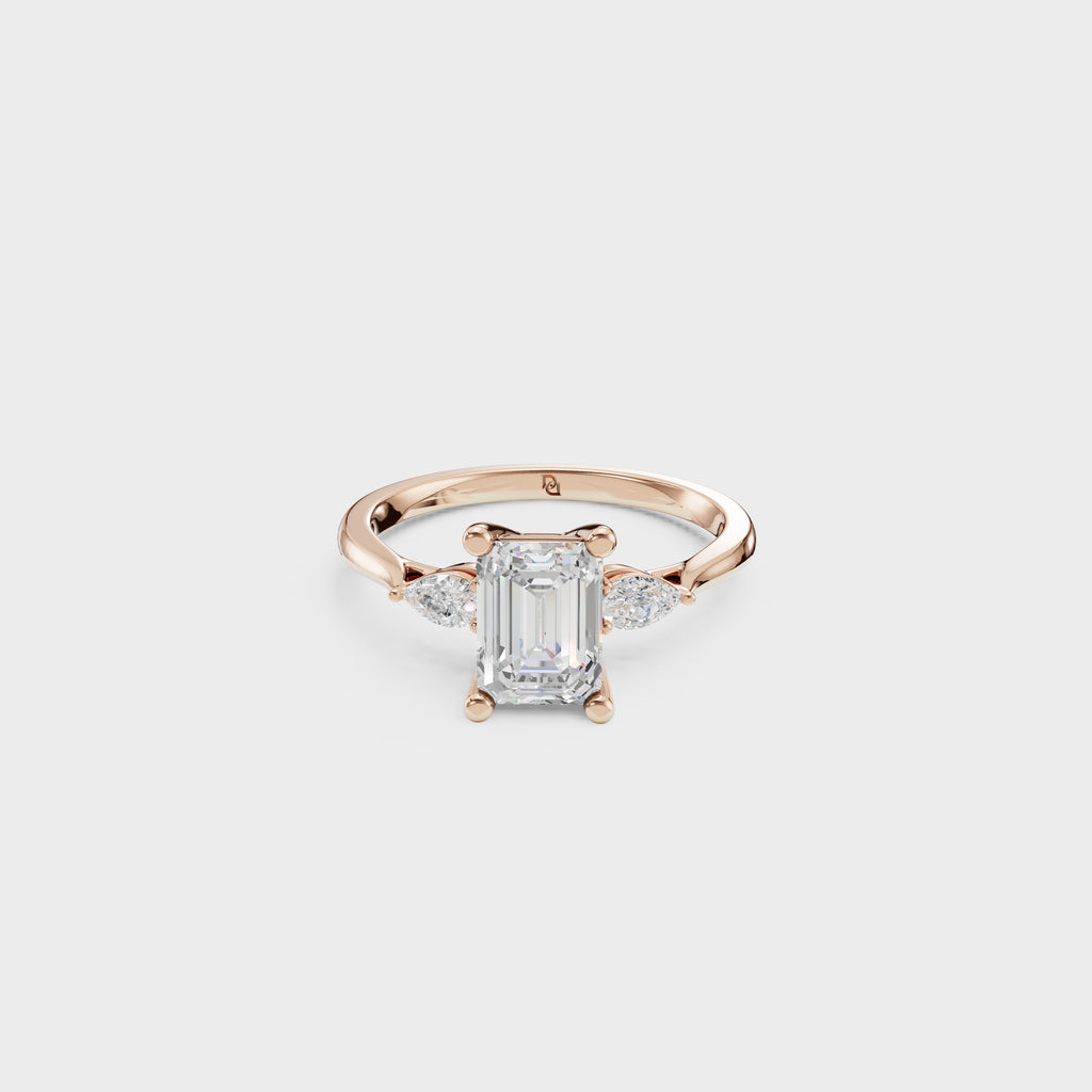 1.31ct Vintage Style Emerald & Pear Diamond Ring