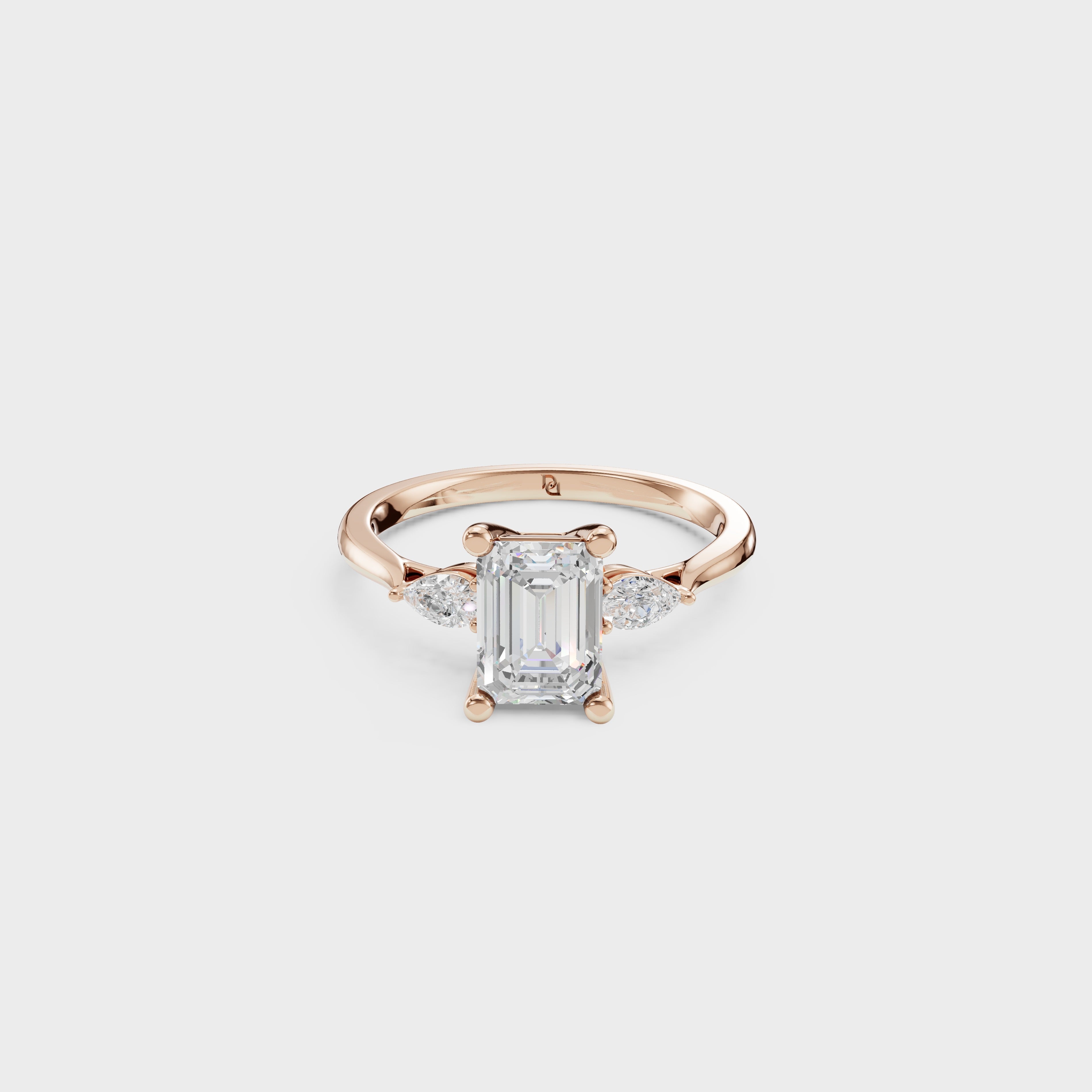 1.31ct Vintage Style Emerald & Pear Diamond Ring