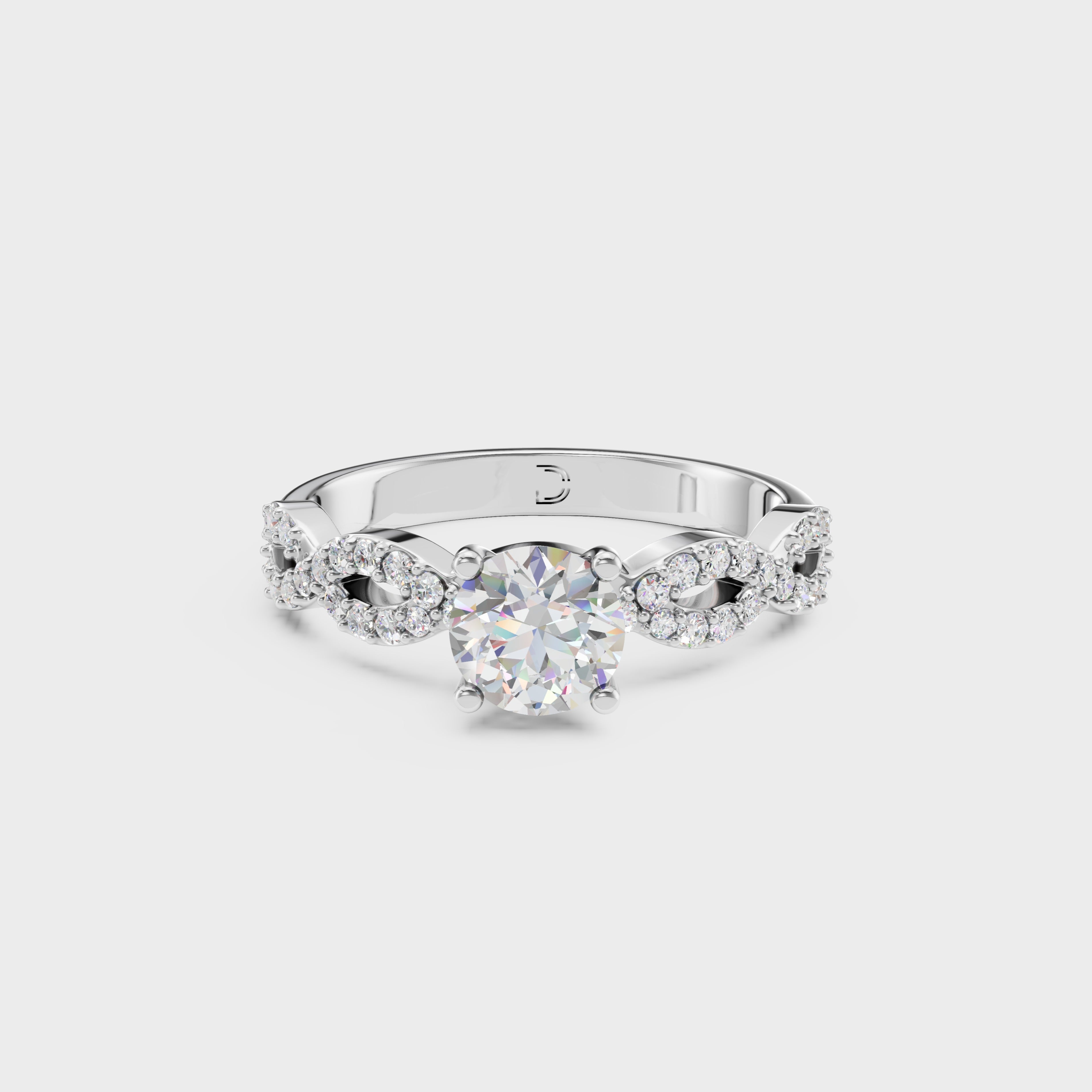 0.45 Round Cut Diamond Pave Twist Engagement Ring