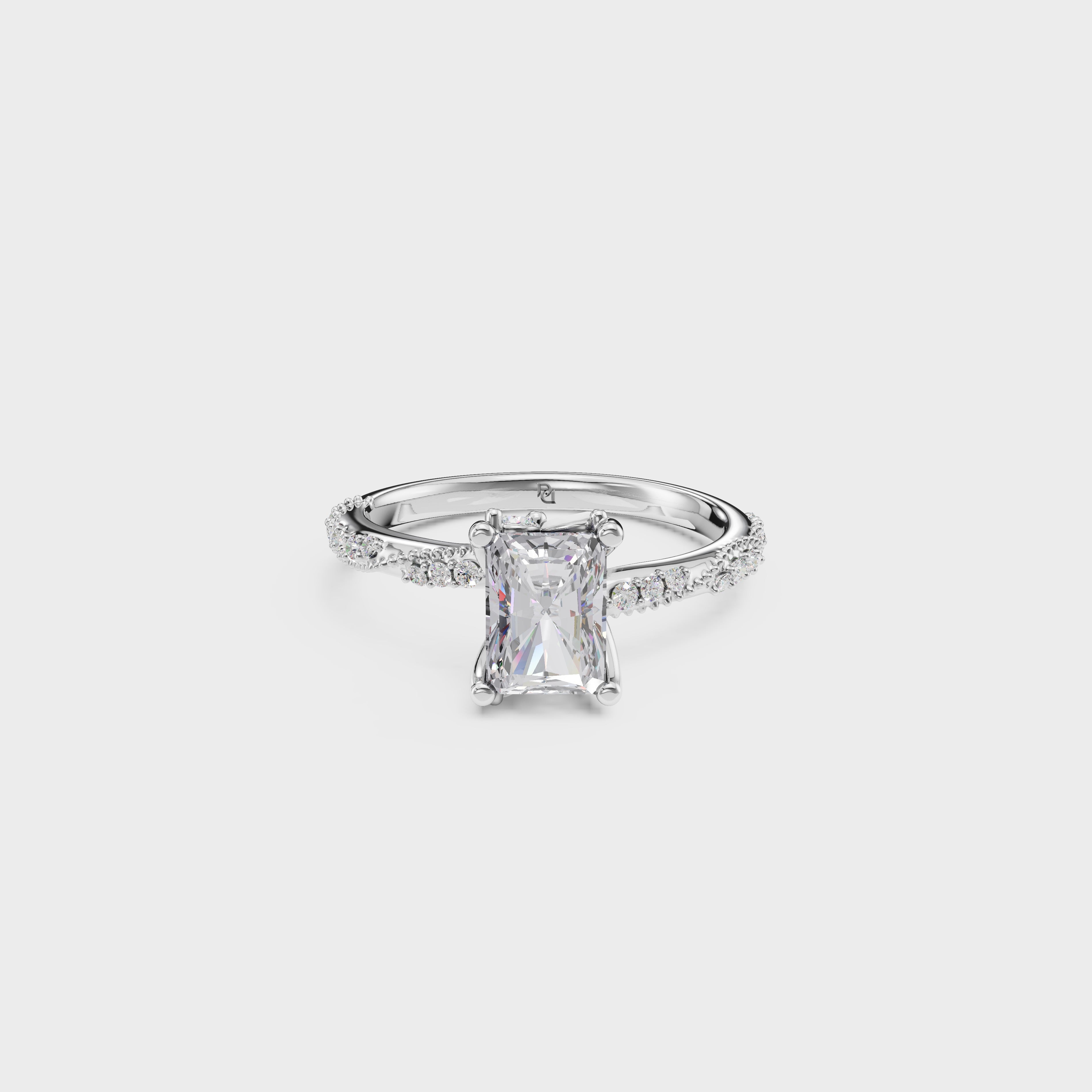 Elegant Radiant Cathedral Style Ring