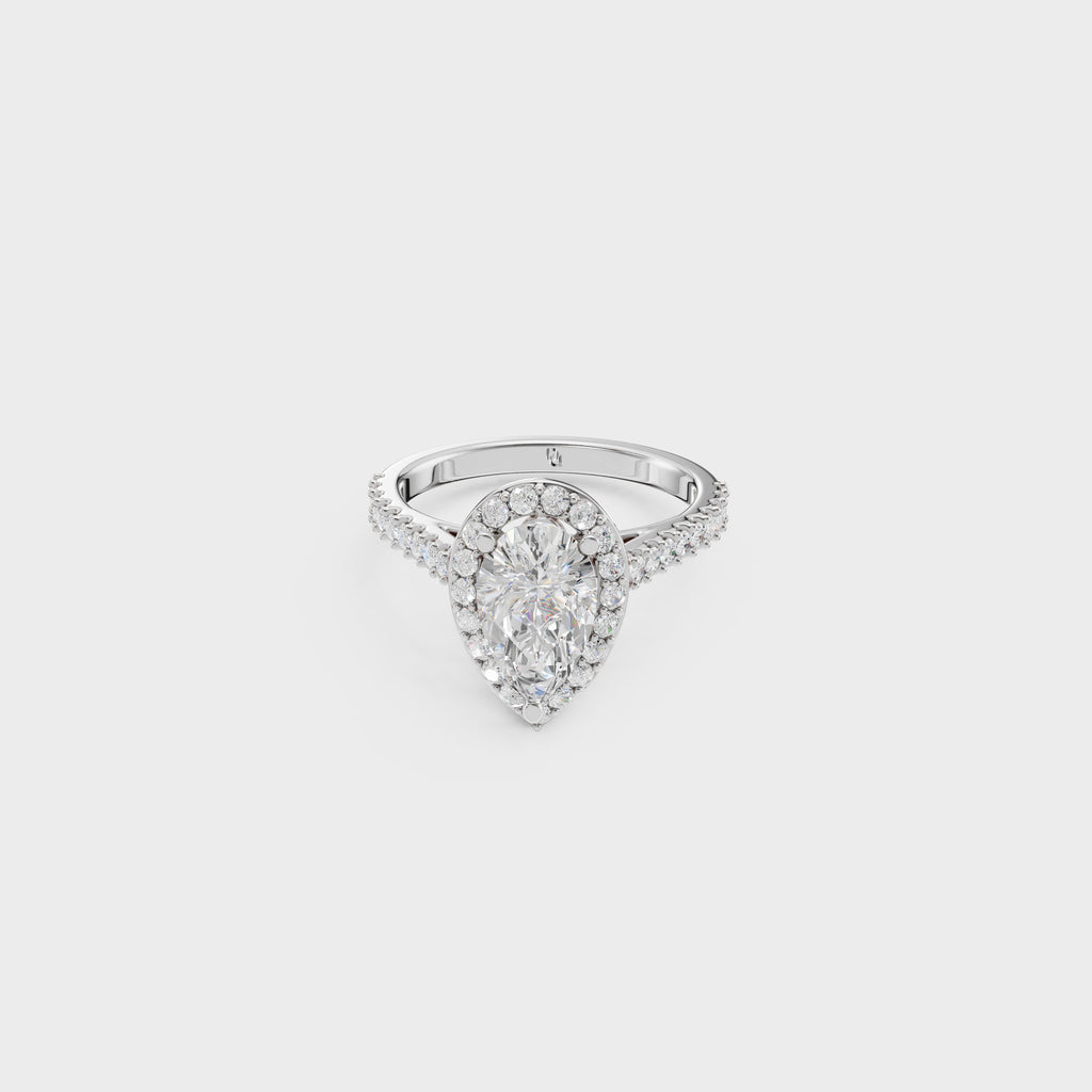 Blushing Halo Pear Diamond Ring