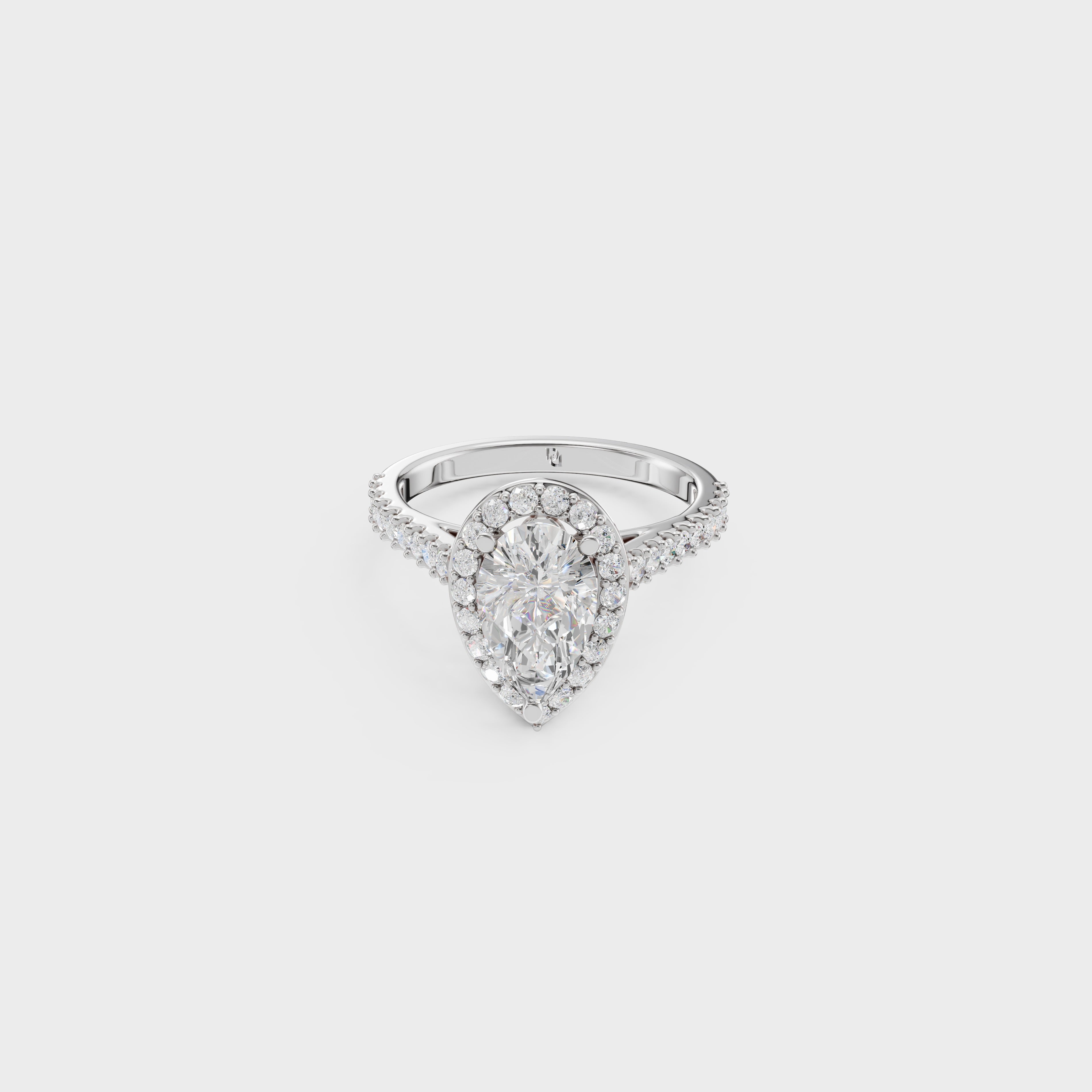 Blushing Halo Pear Diamond Ring