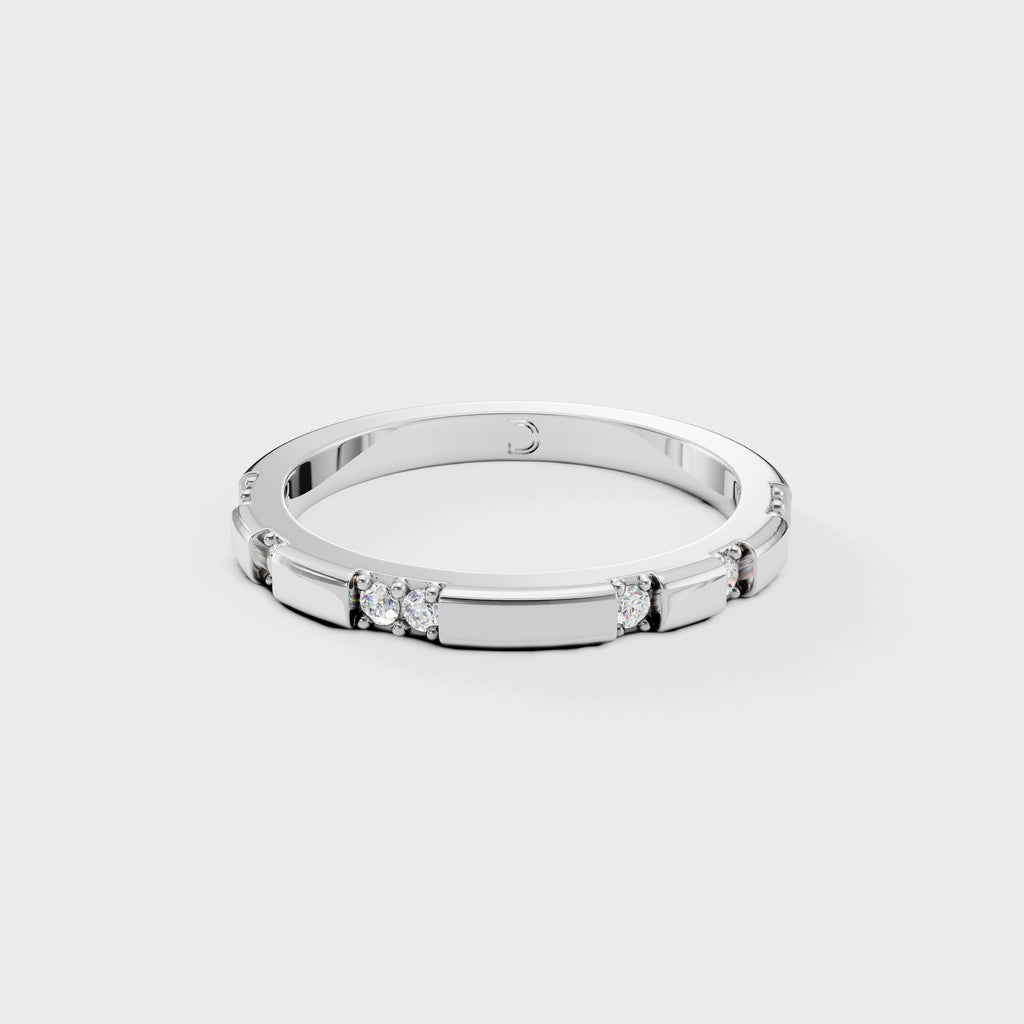 Modern Bar Set Diamond Wedding Band