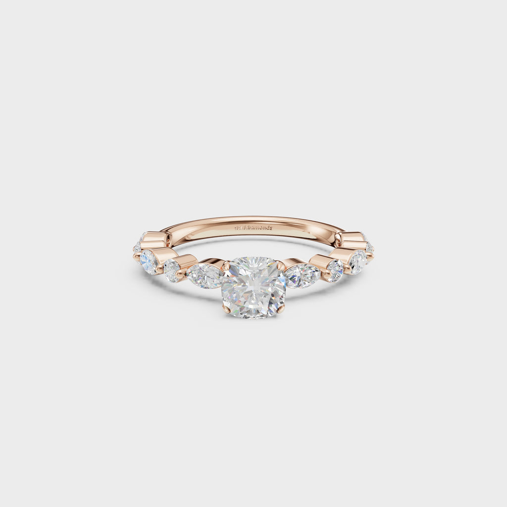 0.85ct Royal Cushion Cut Cascade Ring
