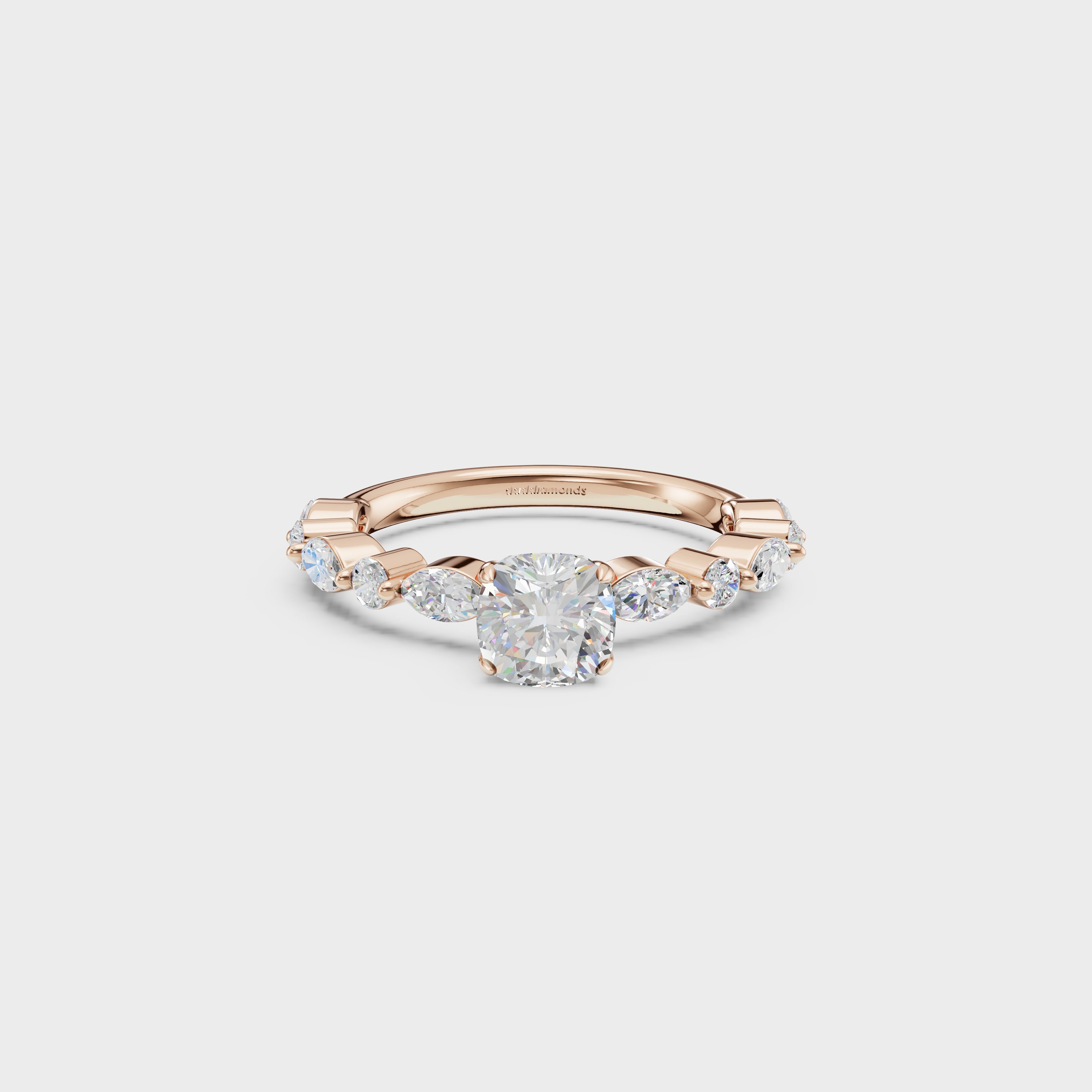 0.85ct Royal Cushion Cut Cascade Ring