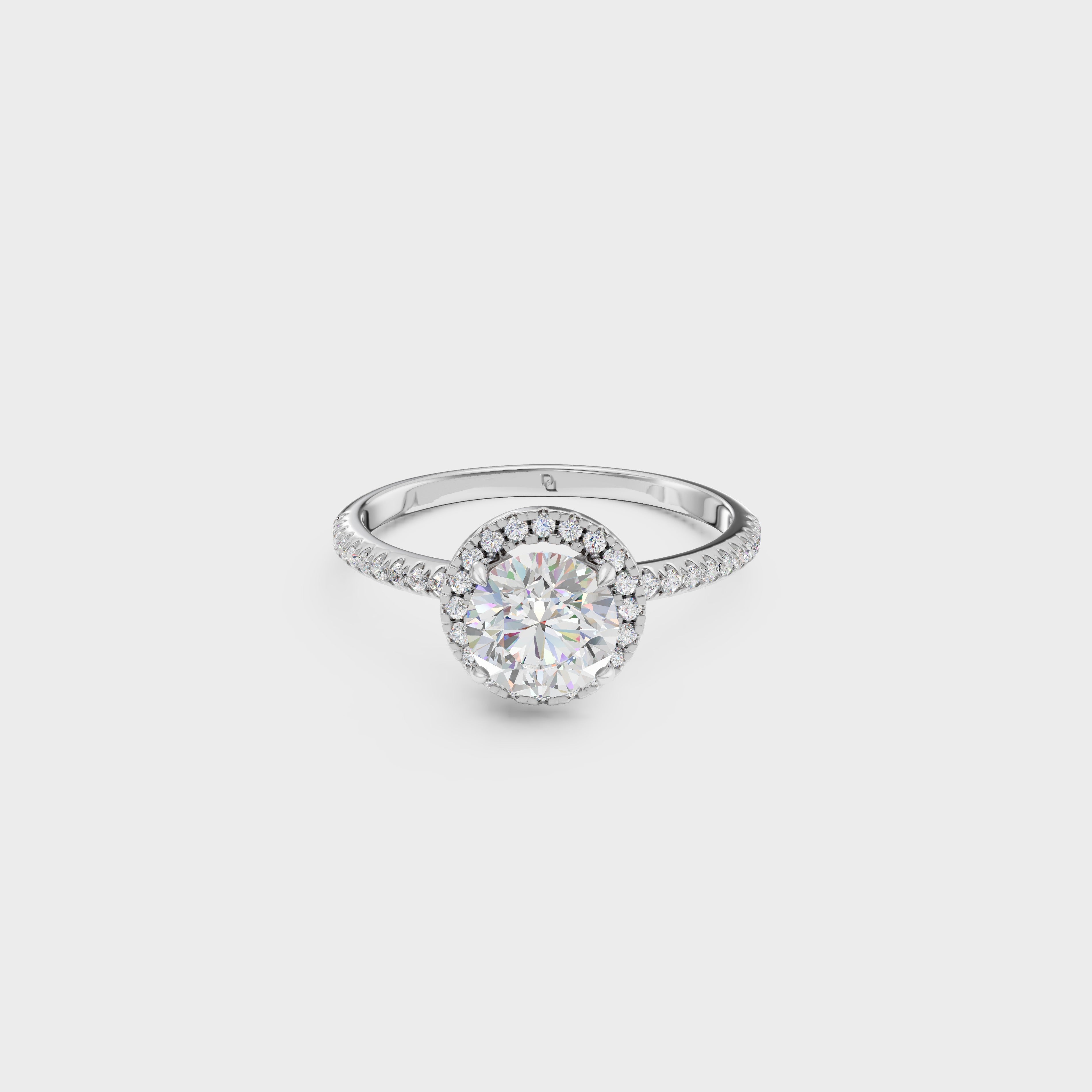 Aura Round Diamond Halo Engagement Ring