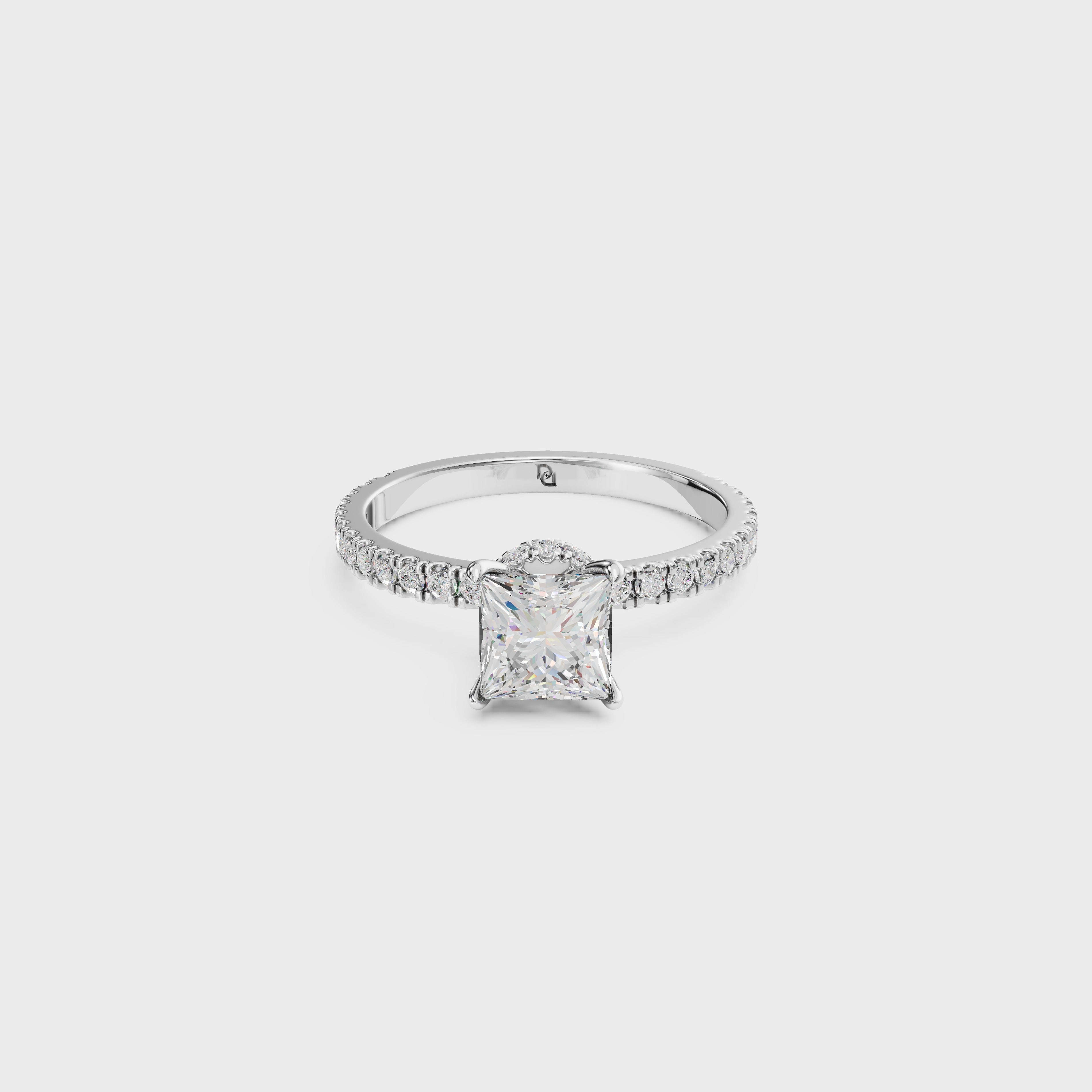 Cathedral Princess Cut Diamond Ring