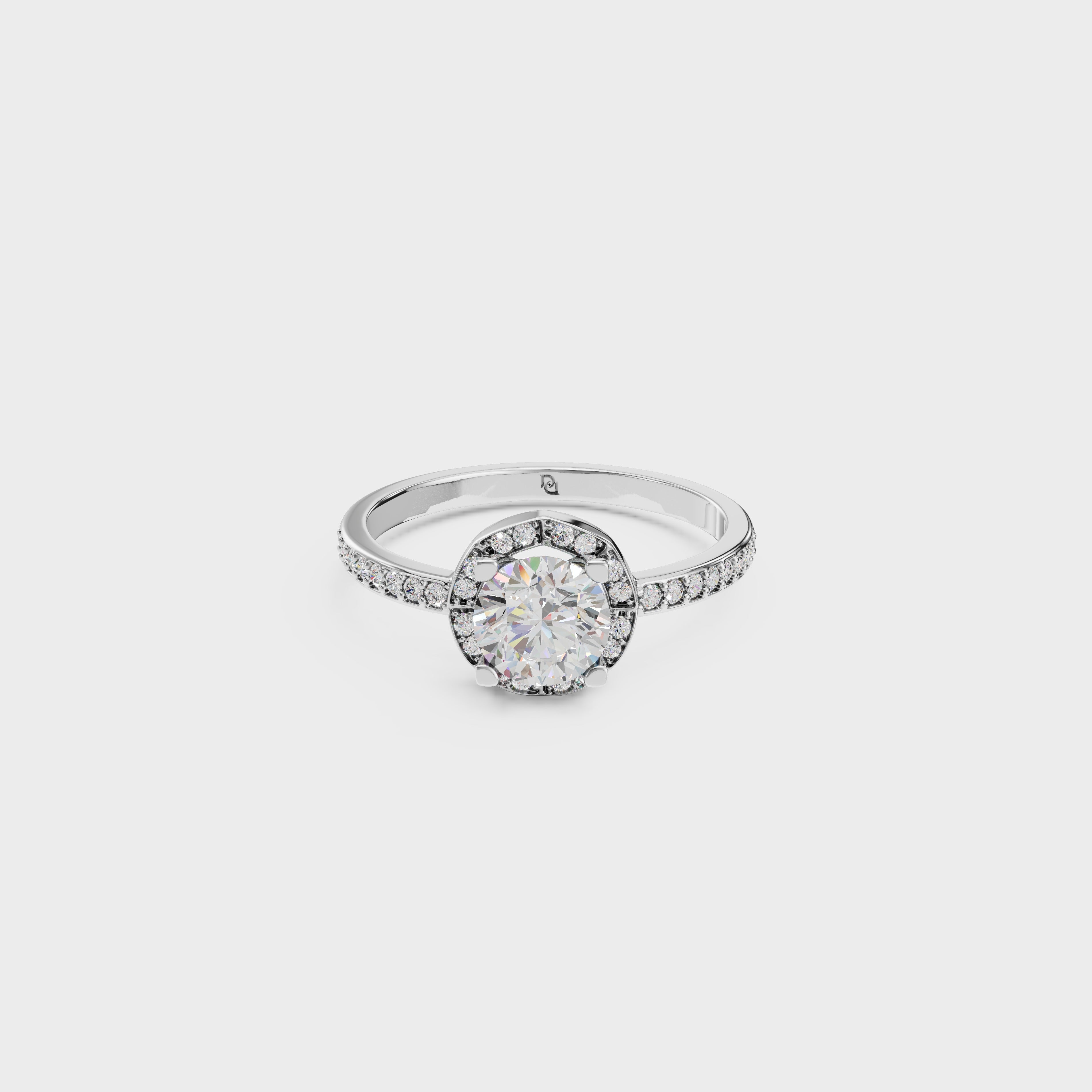 Round Cut Engagement Ring with Channel Set Band