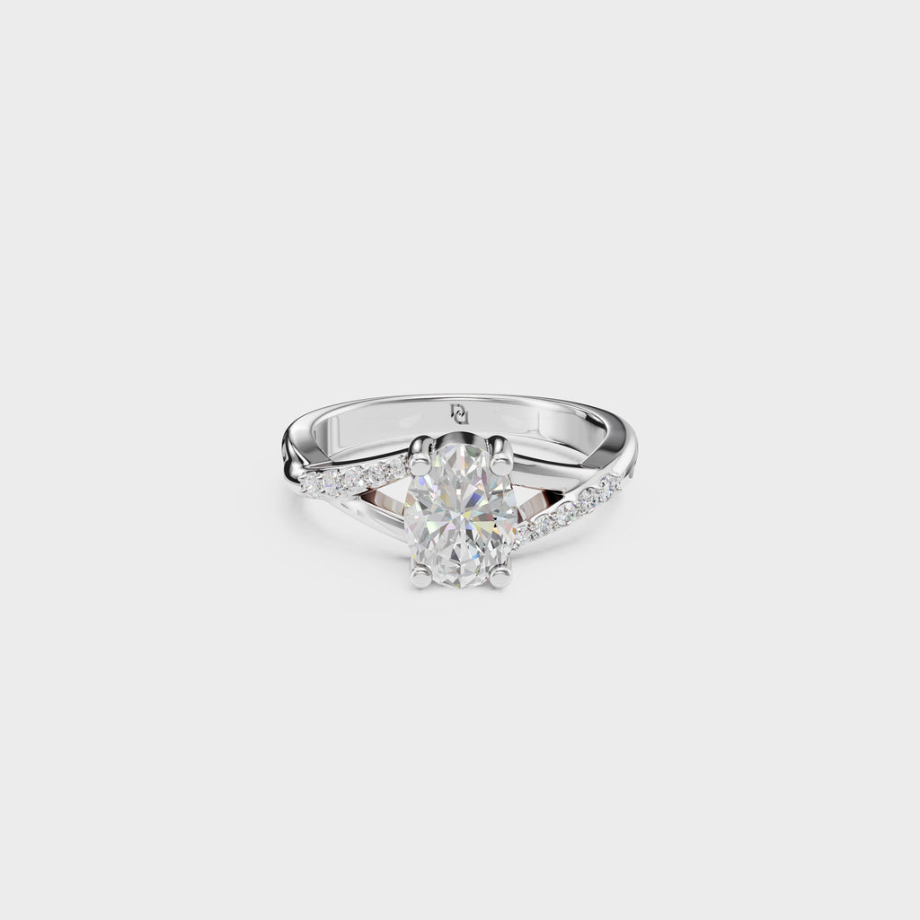 Cathedral Oval Cut Engagement Ring