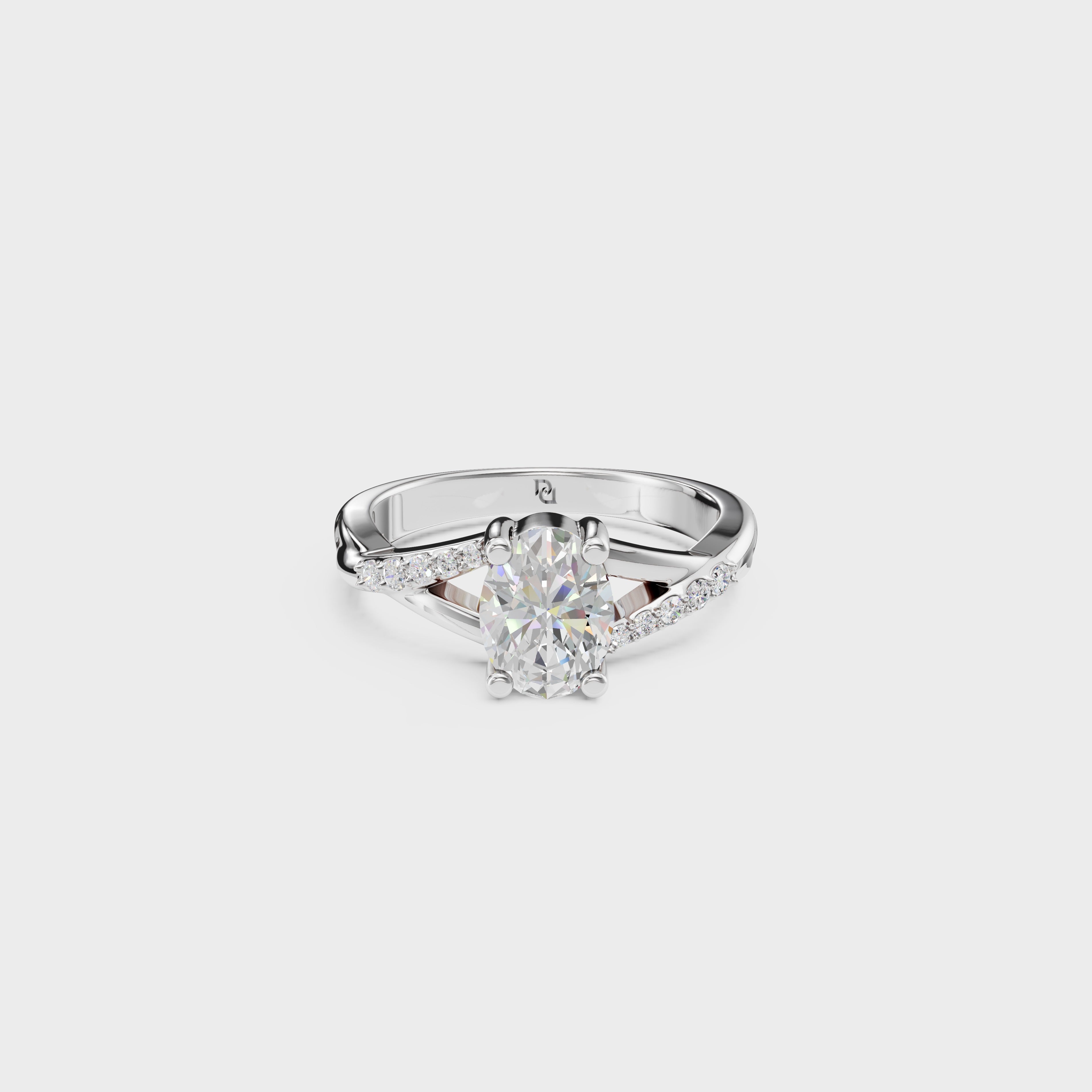 Cathedral Oval Cut Engagement Ring