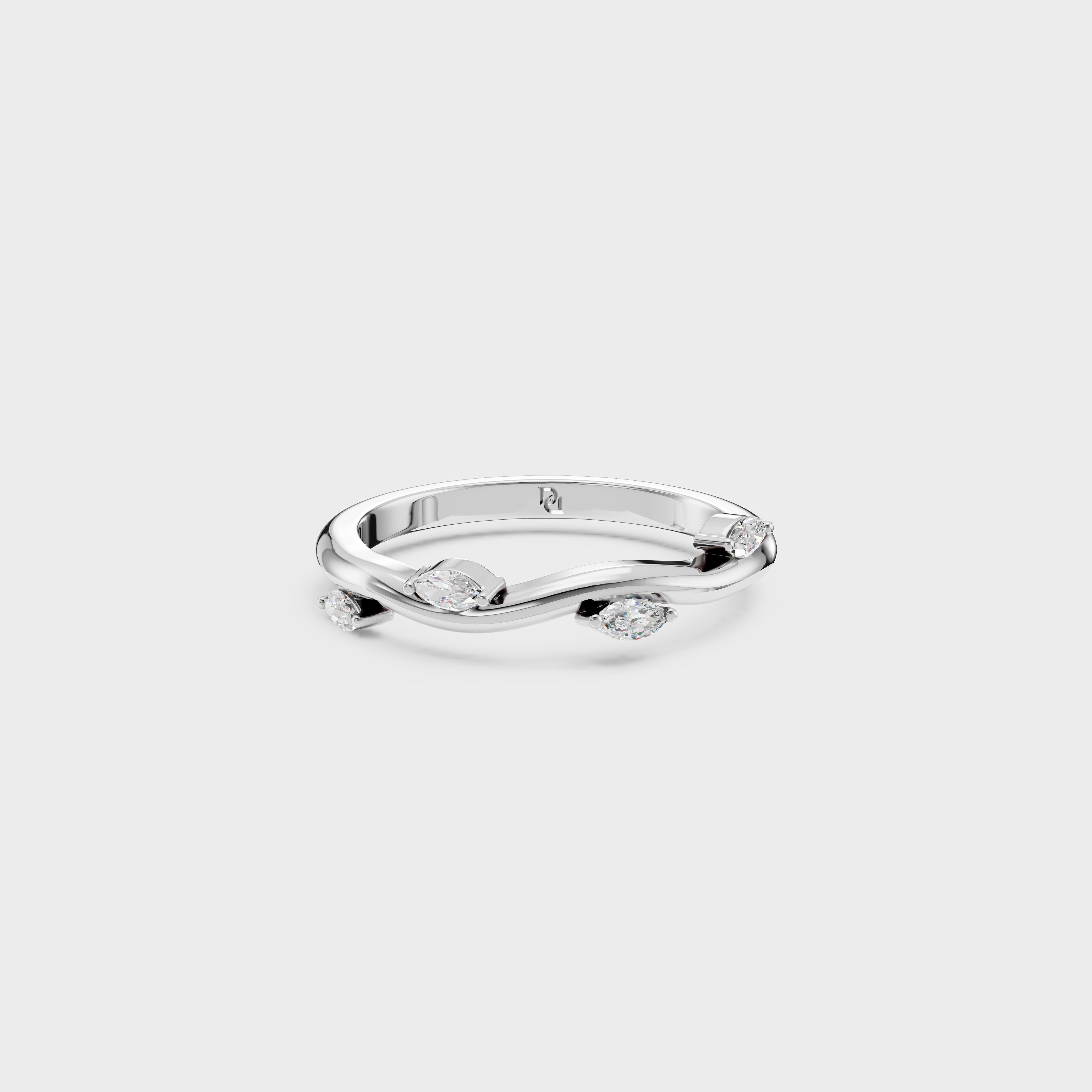 Wave Theme Marquise Diamond Ring