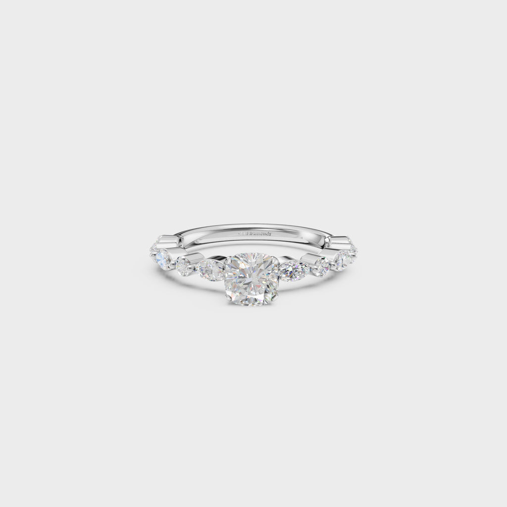 0.85ct Royal Cushion Cut Cascade Ring