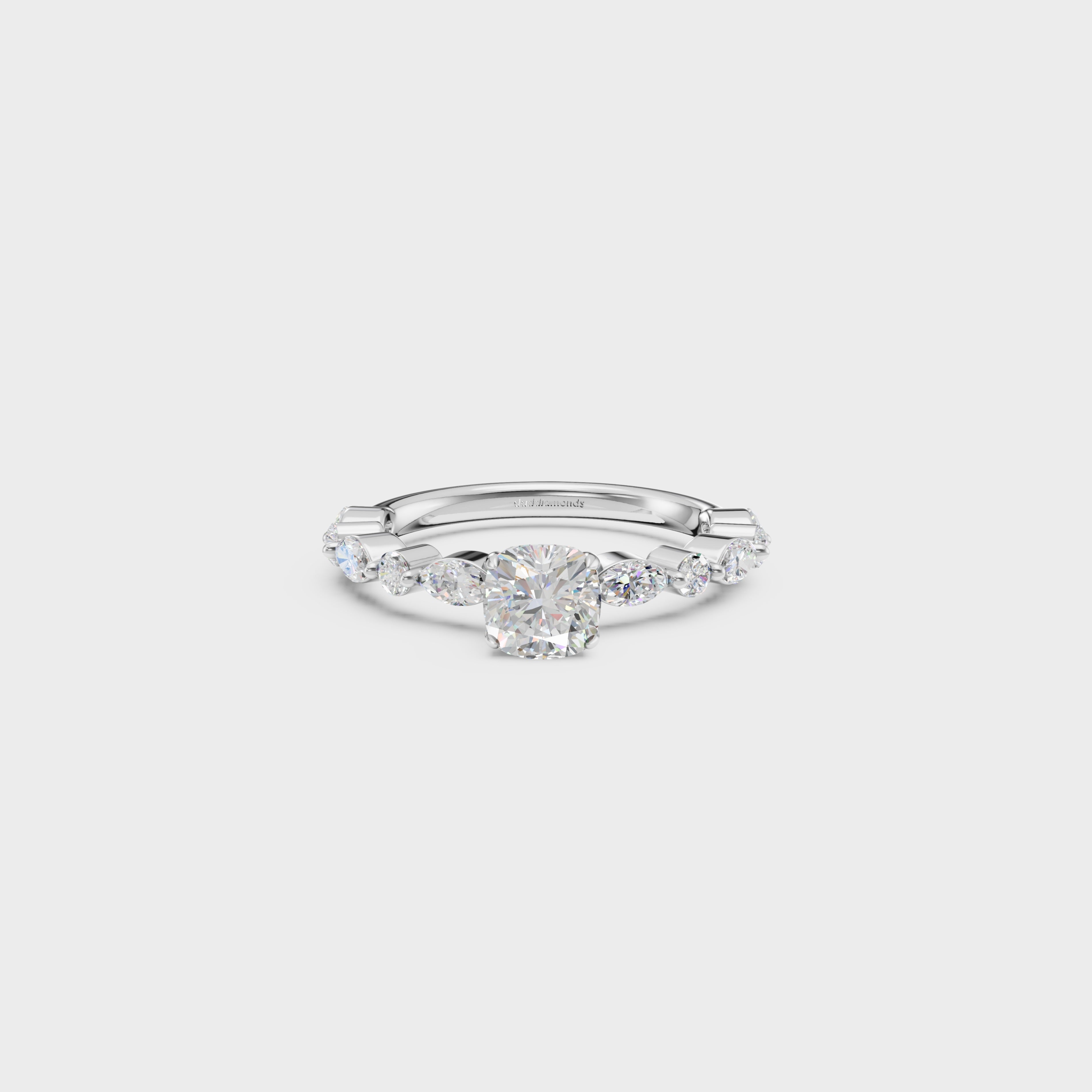 0.85ct Royal Cushion Cut Cascade Ring