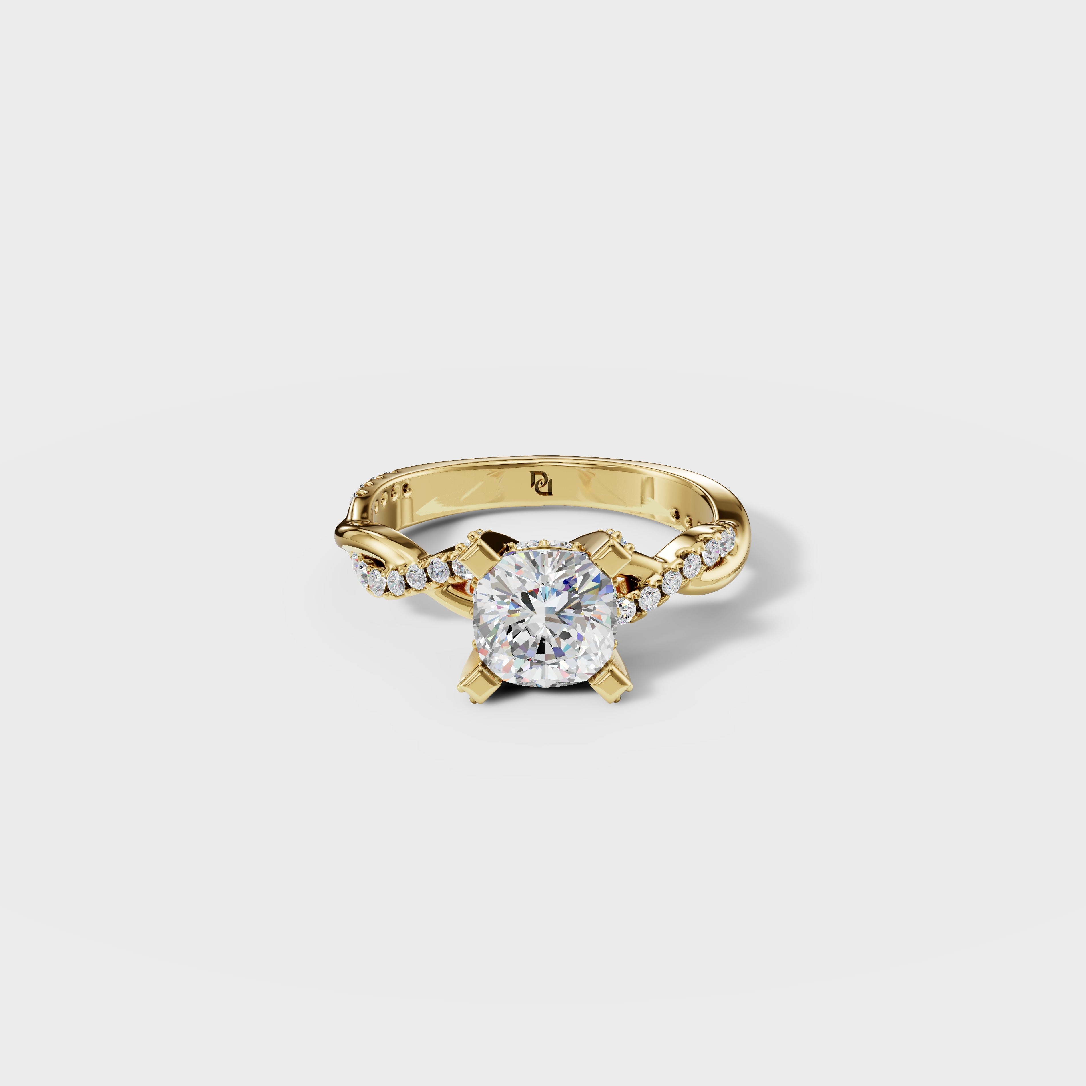 Kelly Cushion Cut Twist Engagement Ring