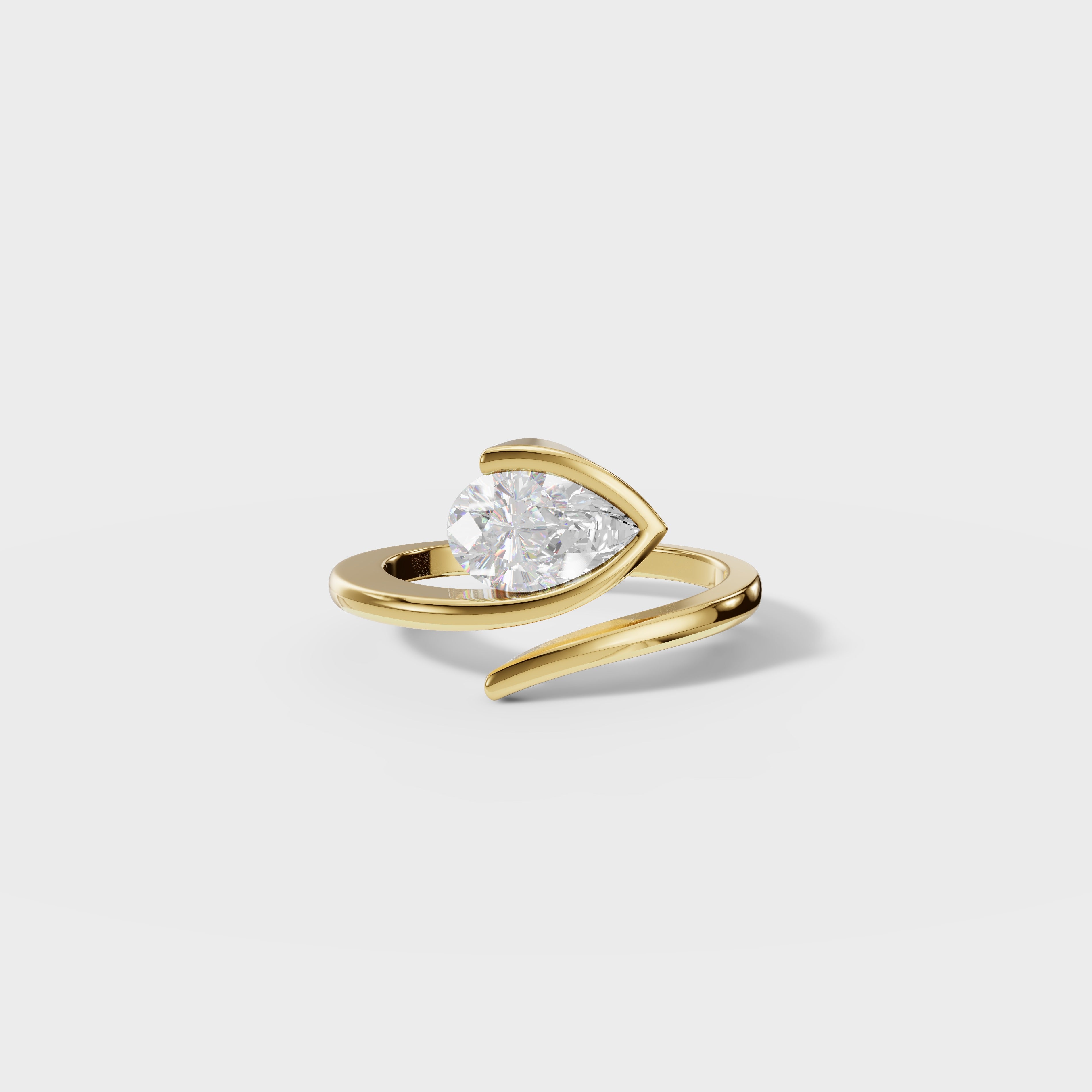 Curved Bypass Pear Ring