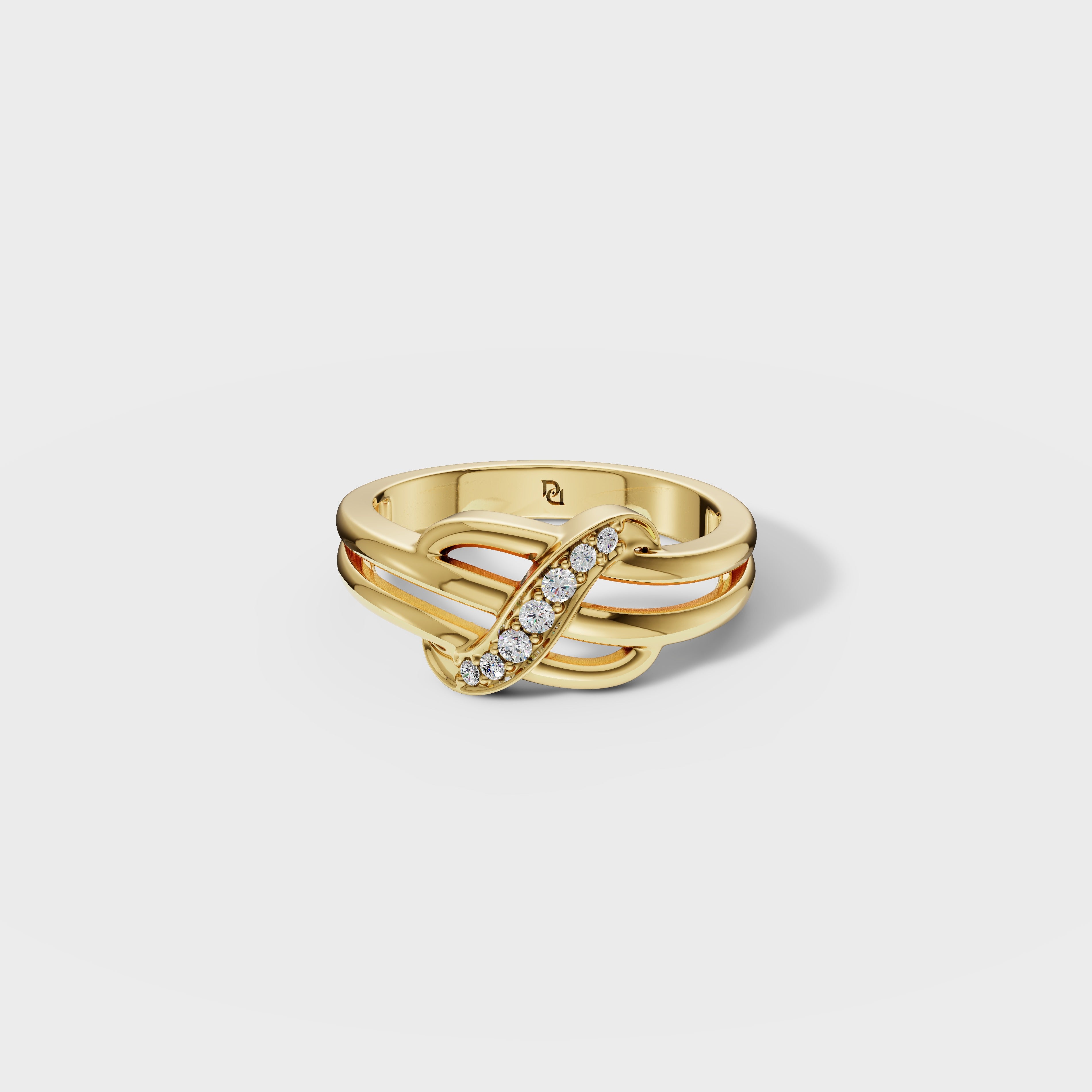 Diamond Interlocking Ribbons Ring
