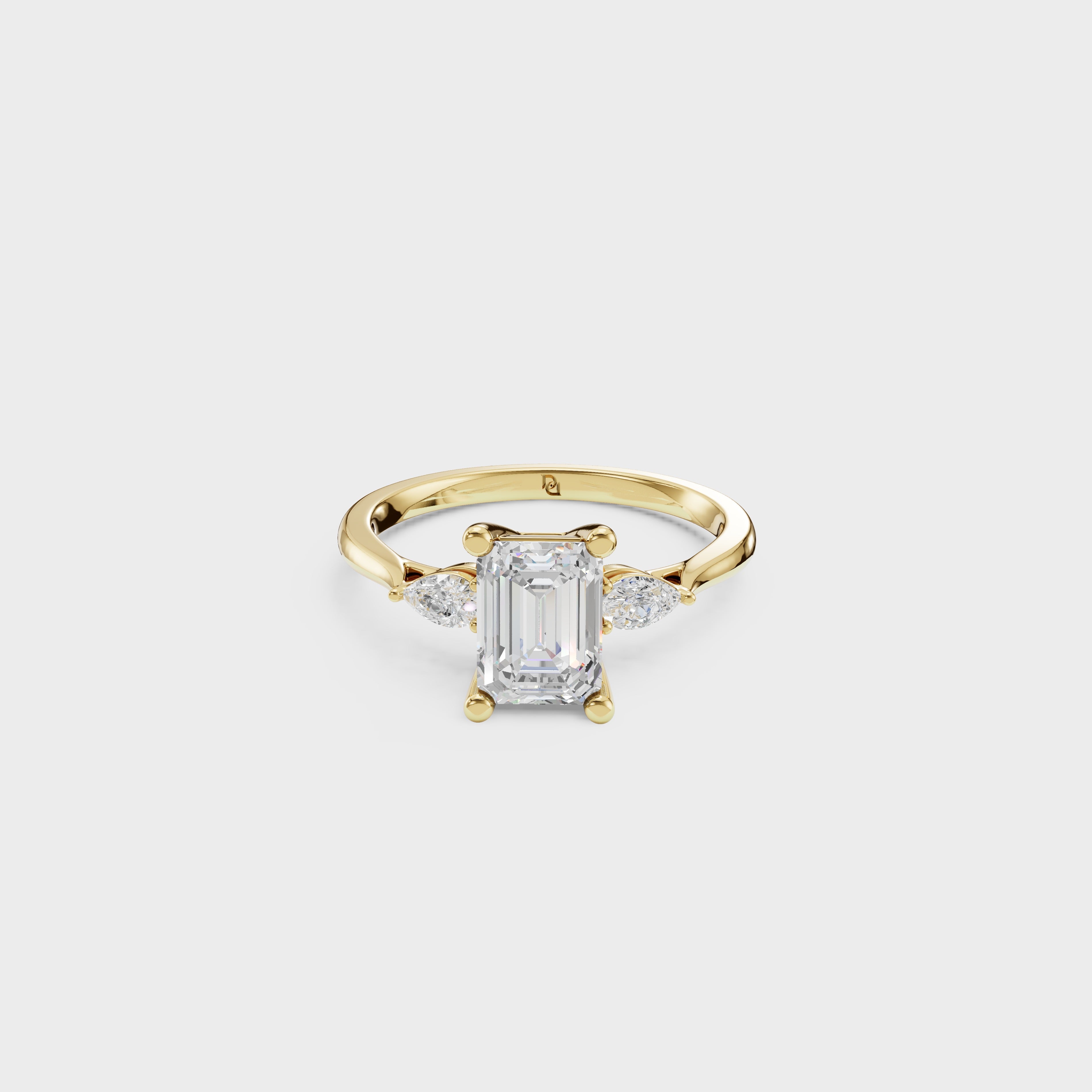 1.31ct Vintage Style Emerald & Pear Diamond Ring