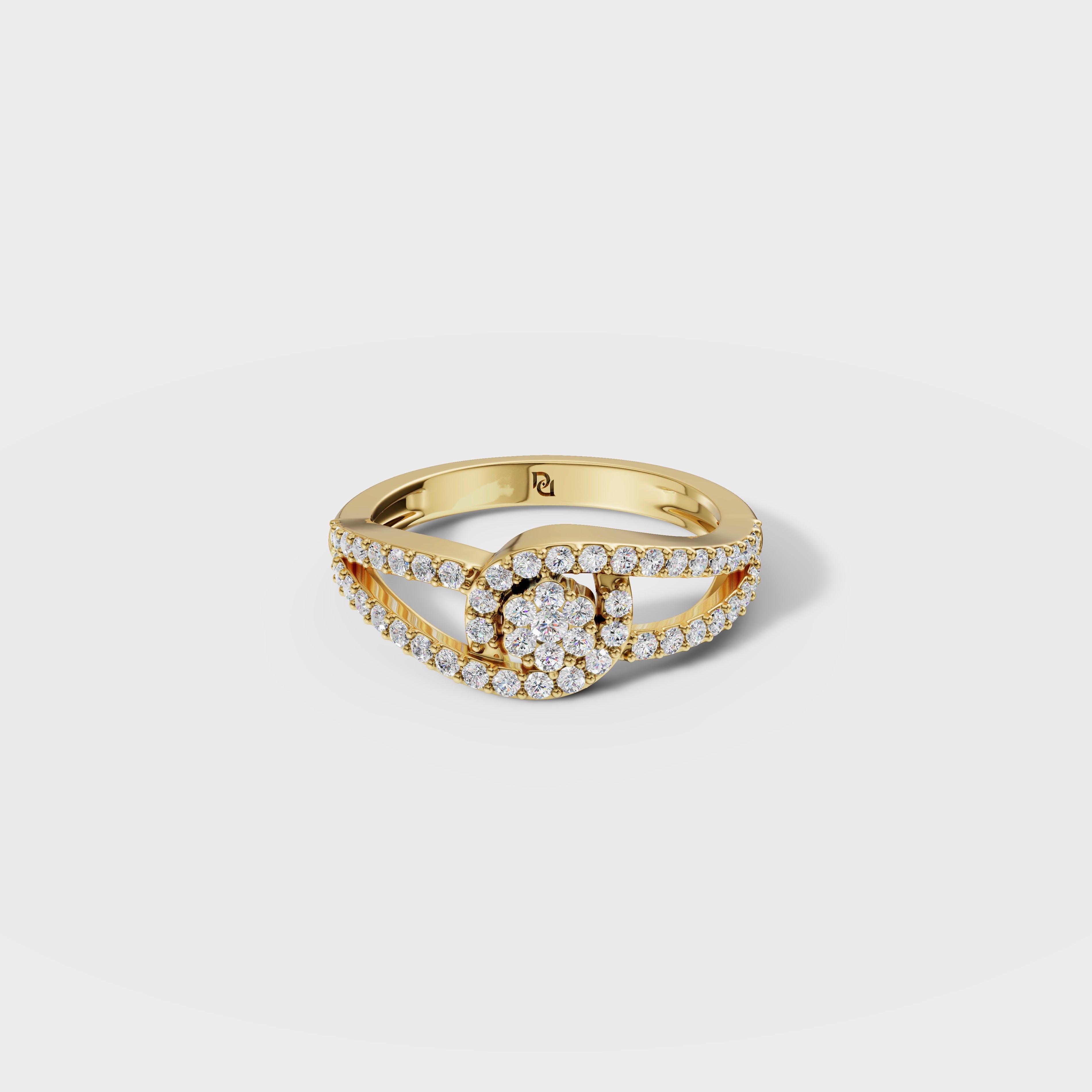 Sparkling Diamond Cluster Ring with Accented Shank