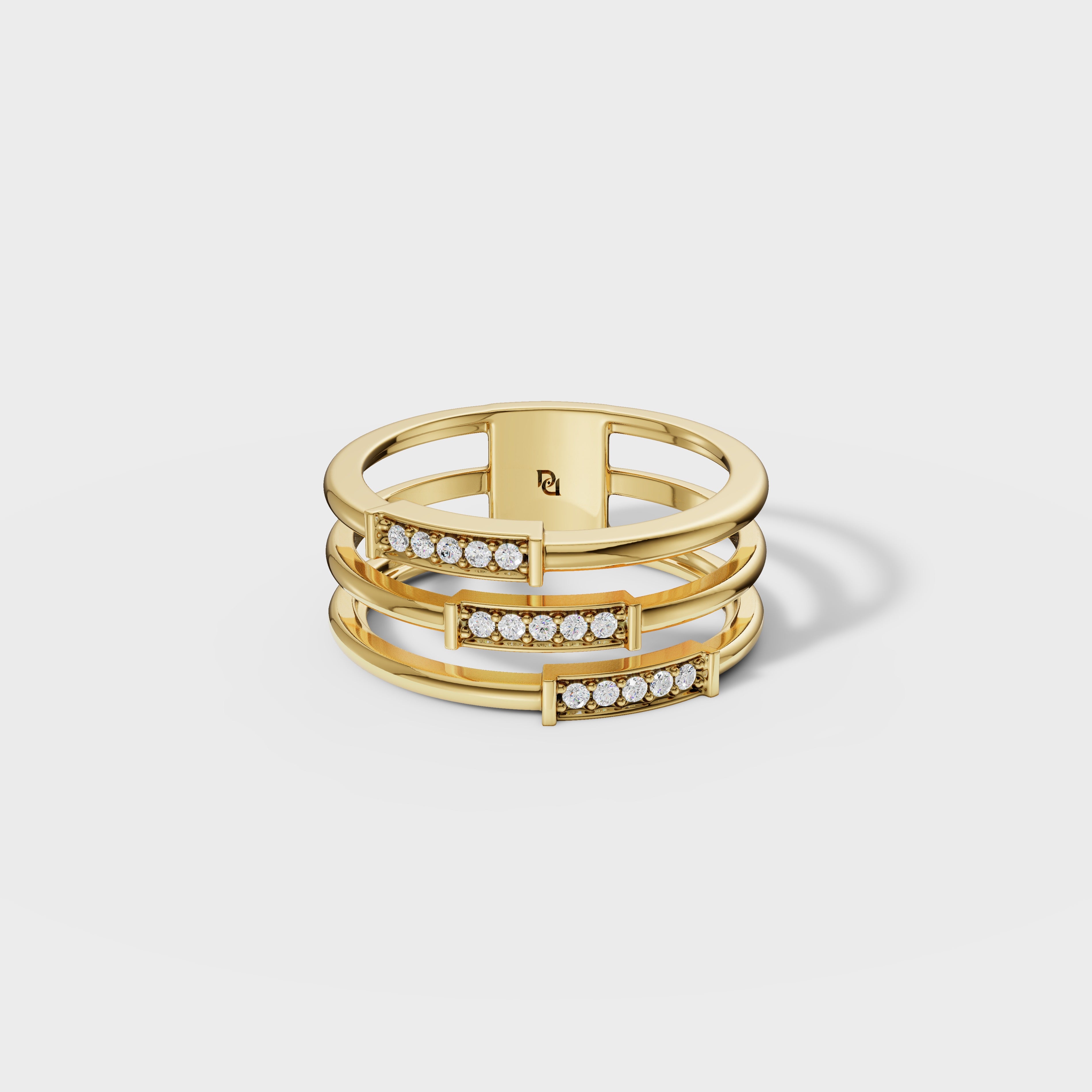 Triple Row Diamond Ring