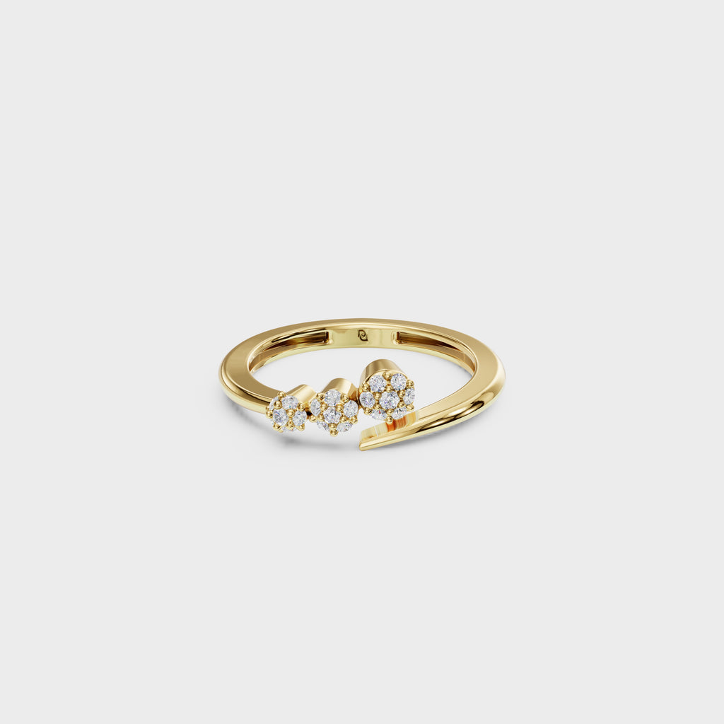 Modern Diamond Cluster Open Ring