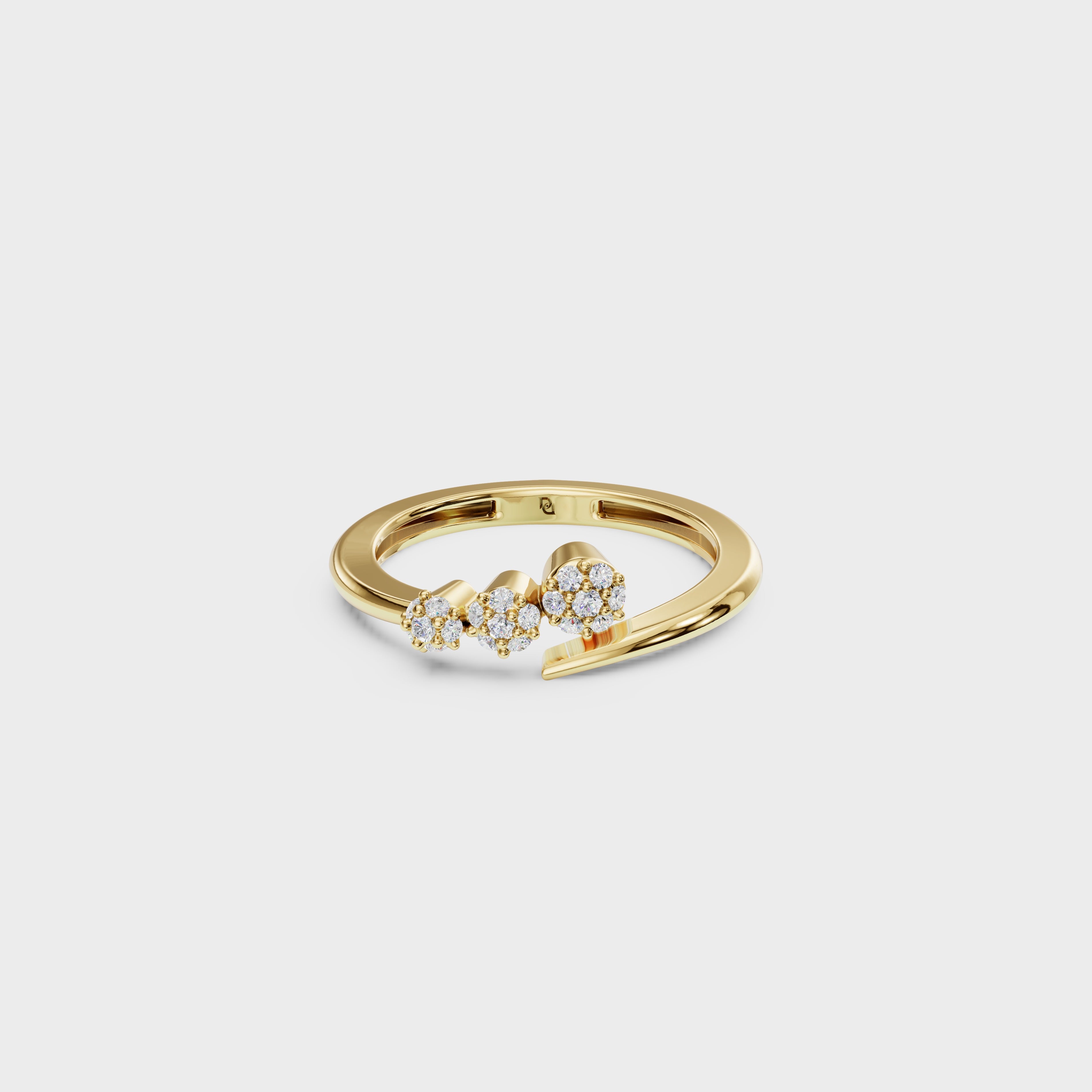 Modern Diamond Cluster Open Ring