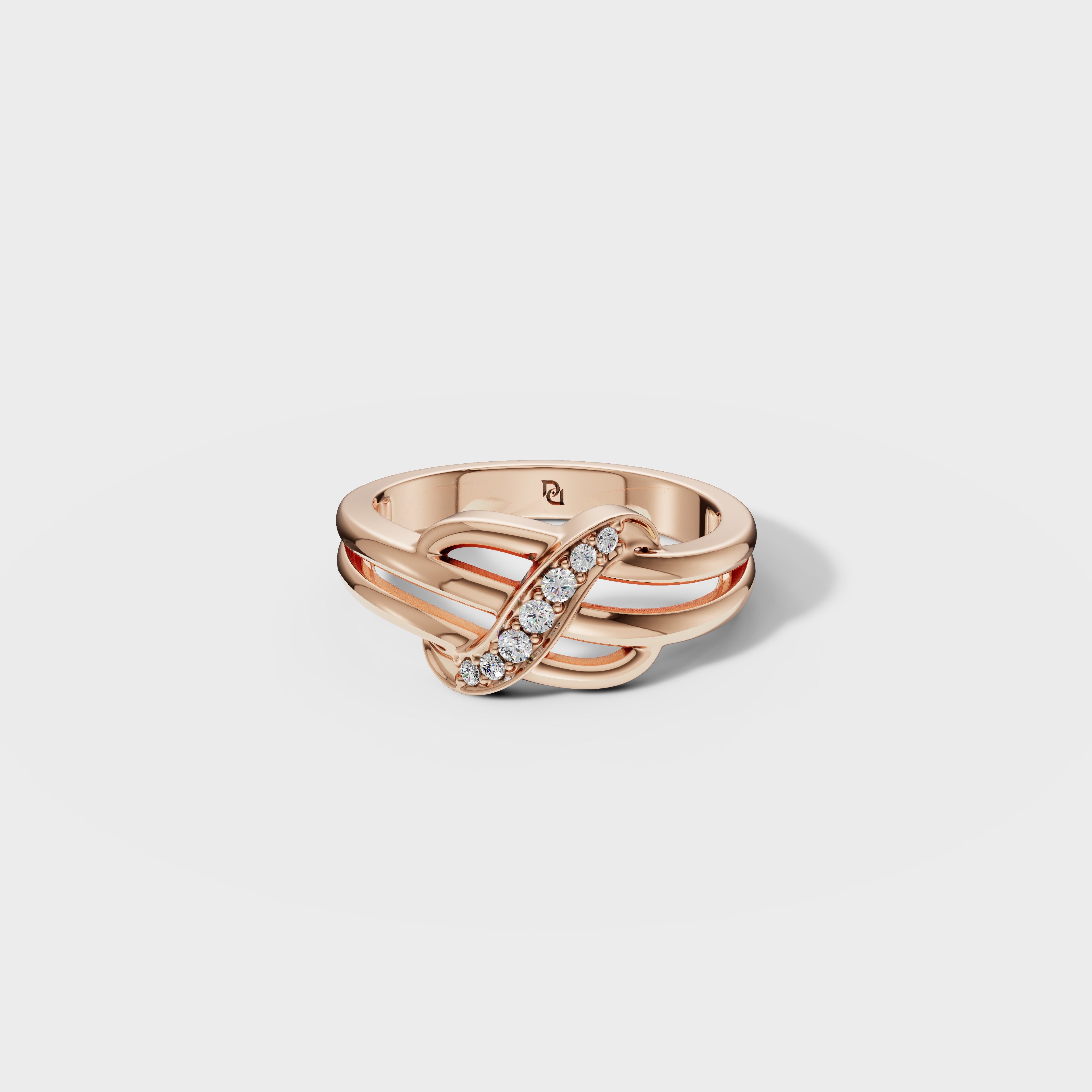 Diamond Interlocking Ribbons Ring