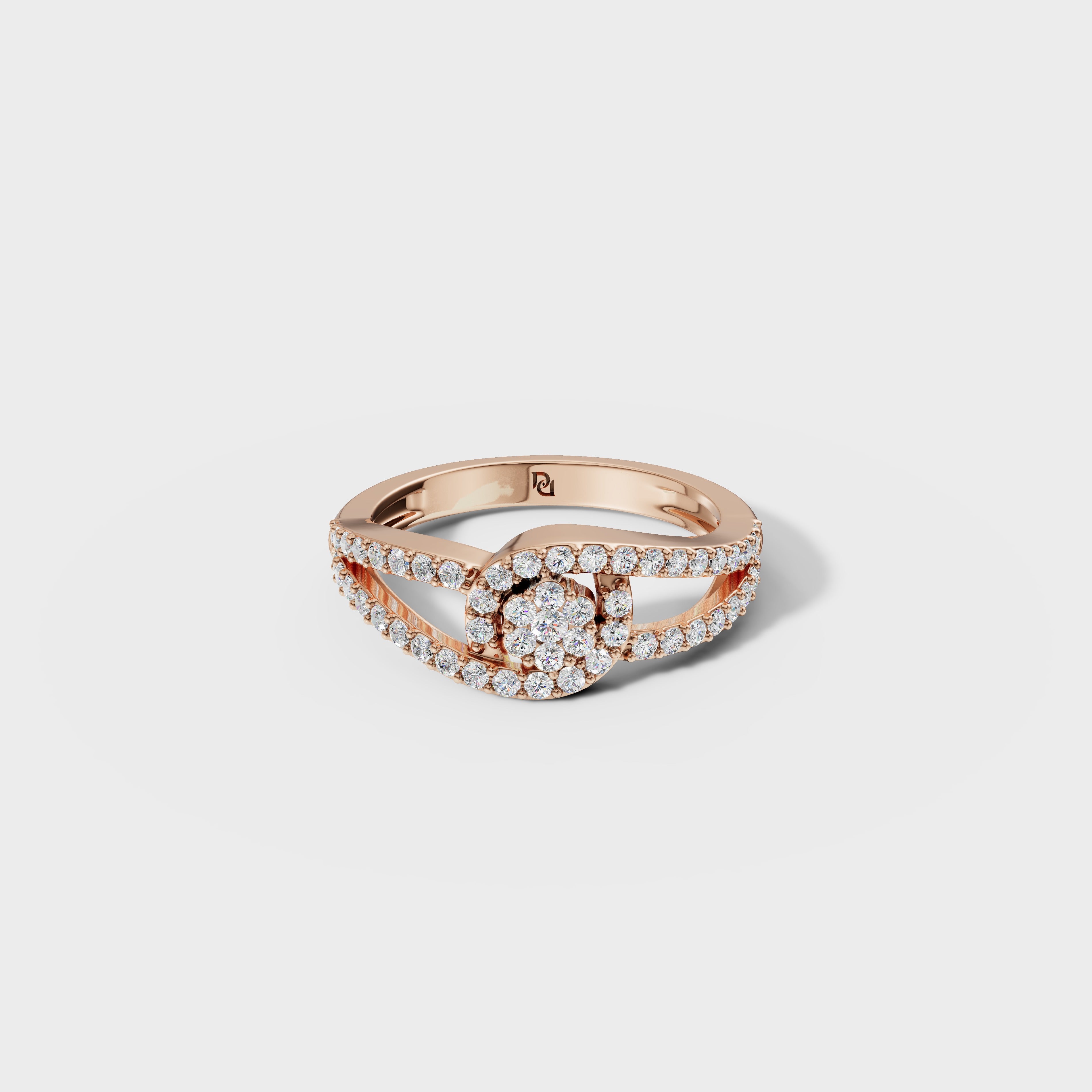 Sparkling Diamond Cluster Ring with Accented Shank