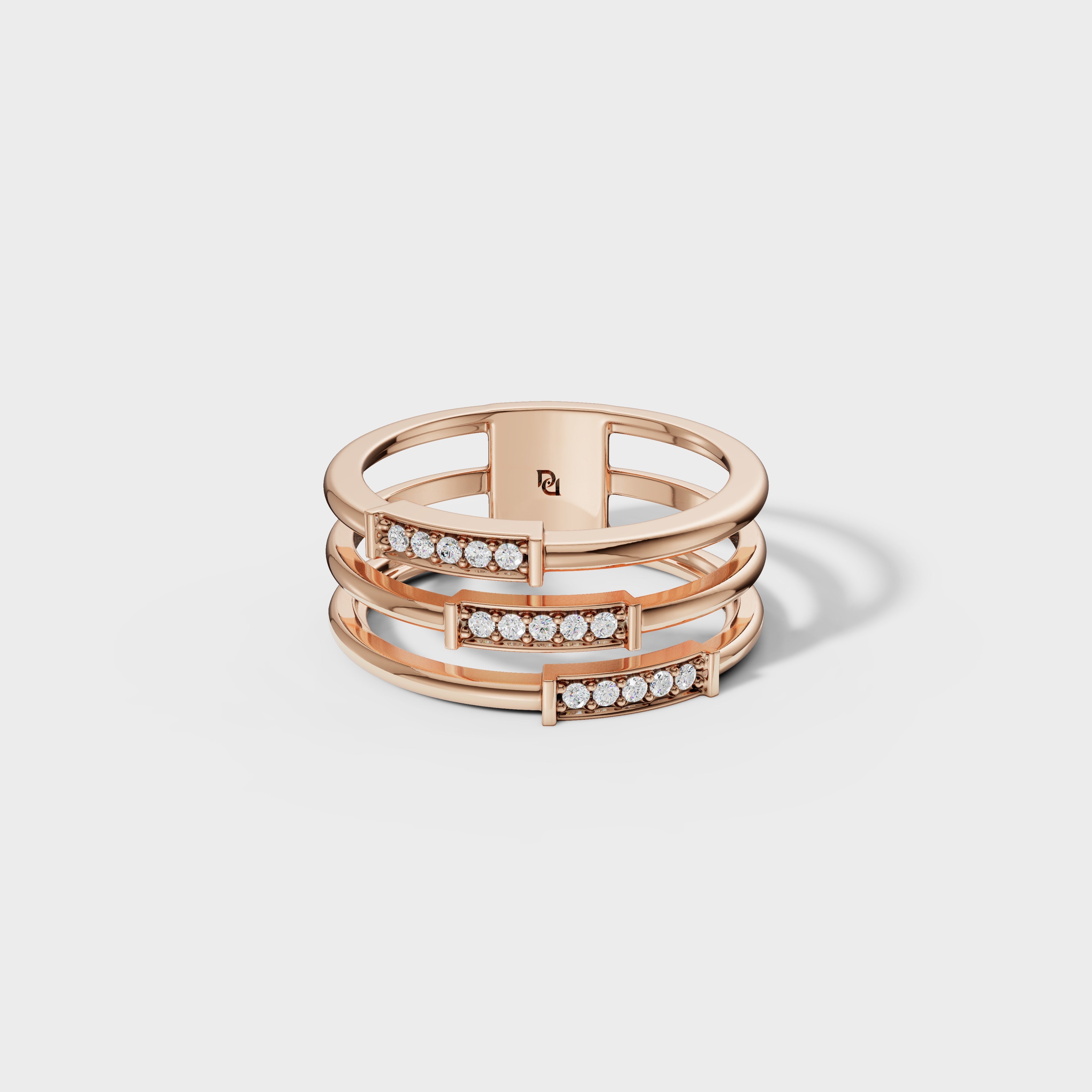 Triple Row Diamond Ring