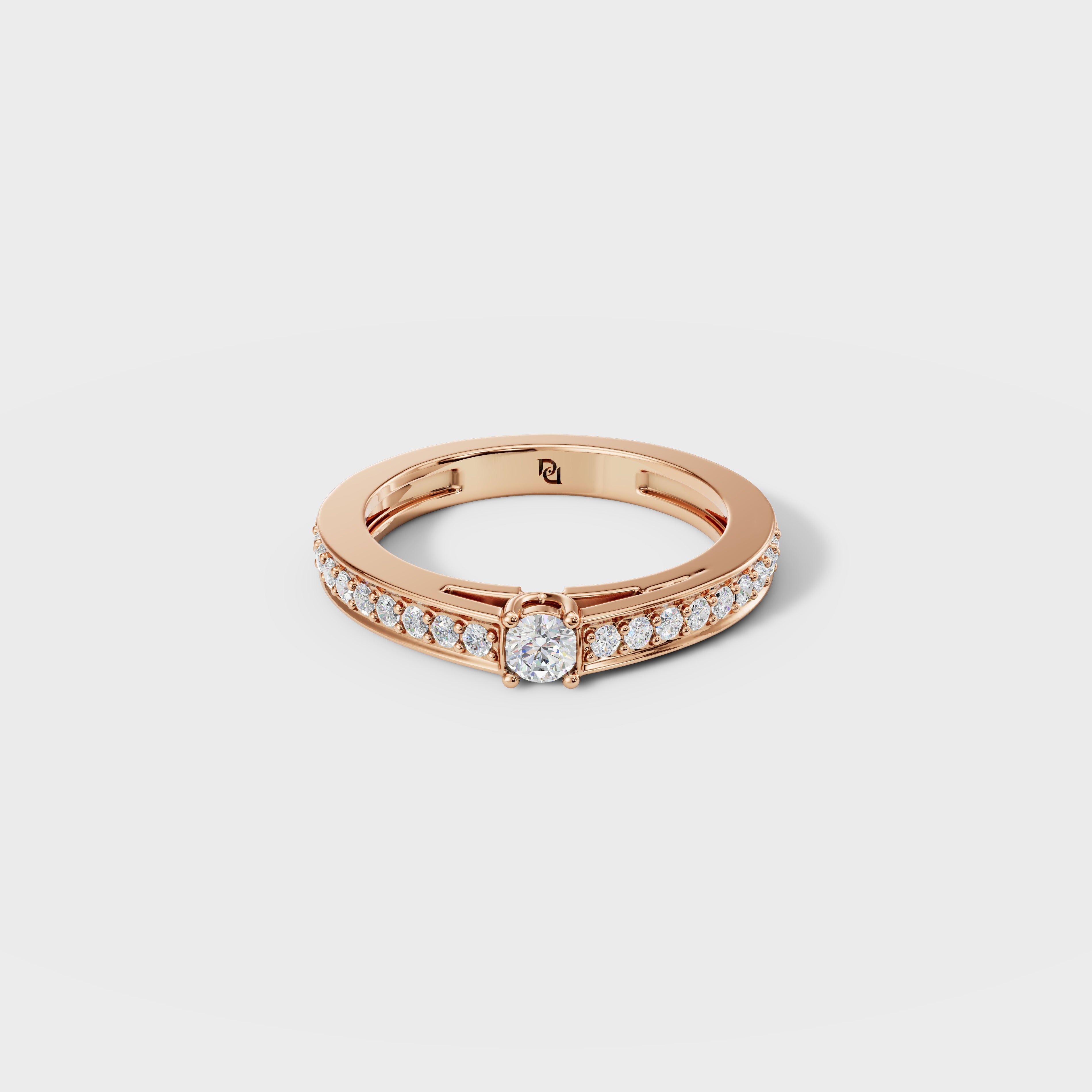 Round Cut  Ring with Channel Set Band