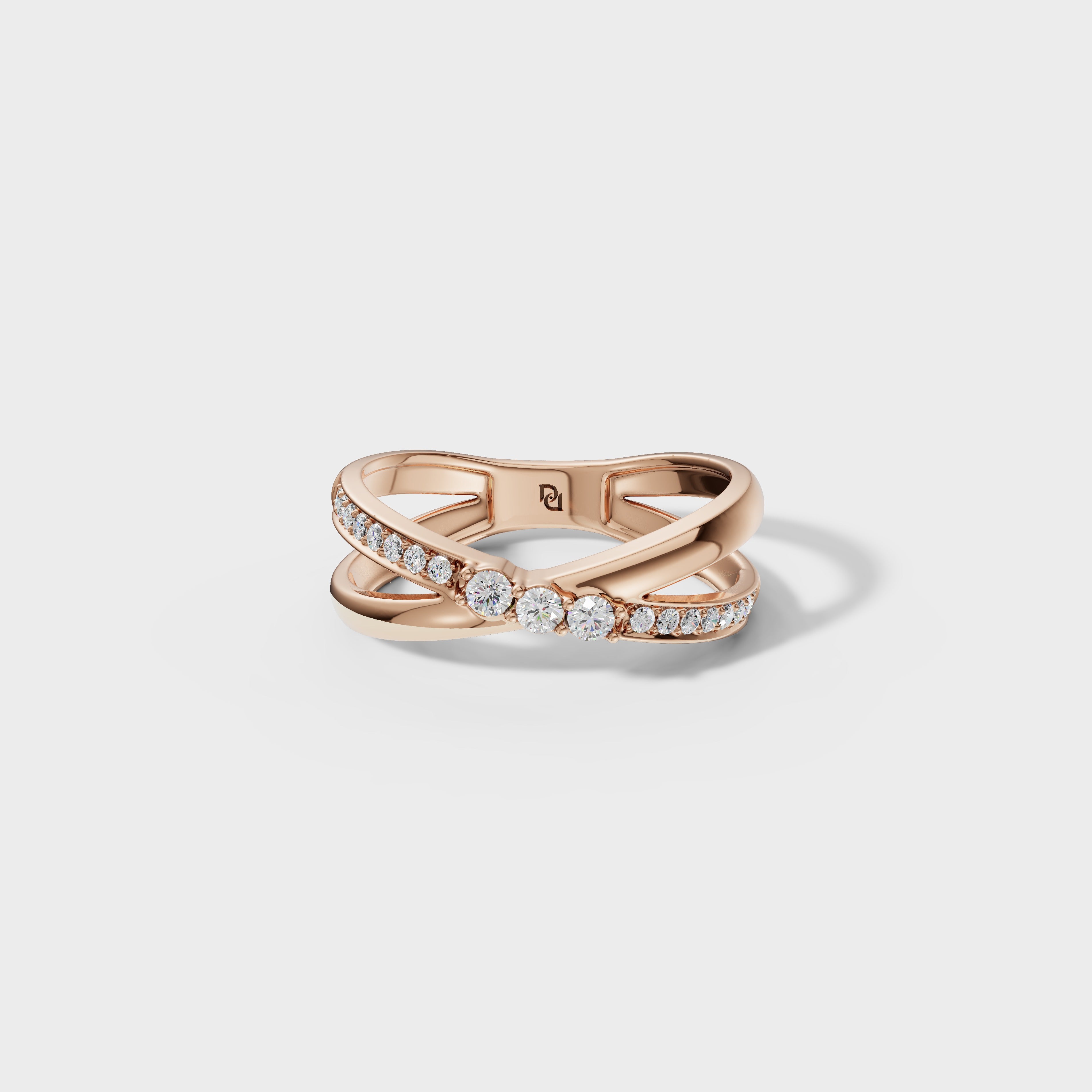 Dual Band Diamond Rose Gold Ring
