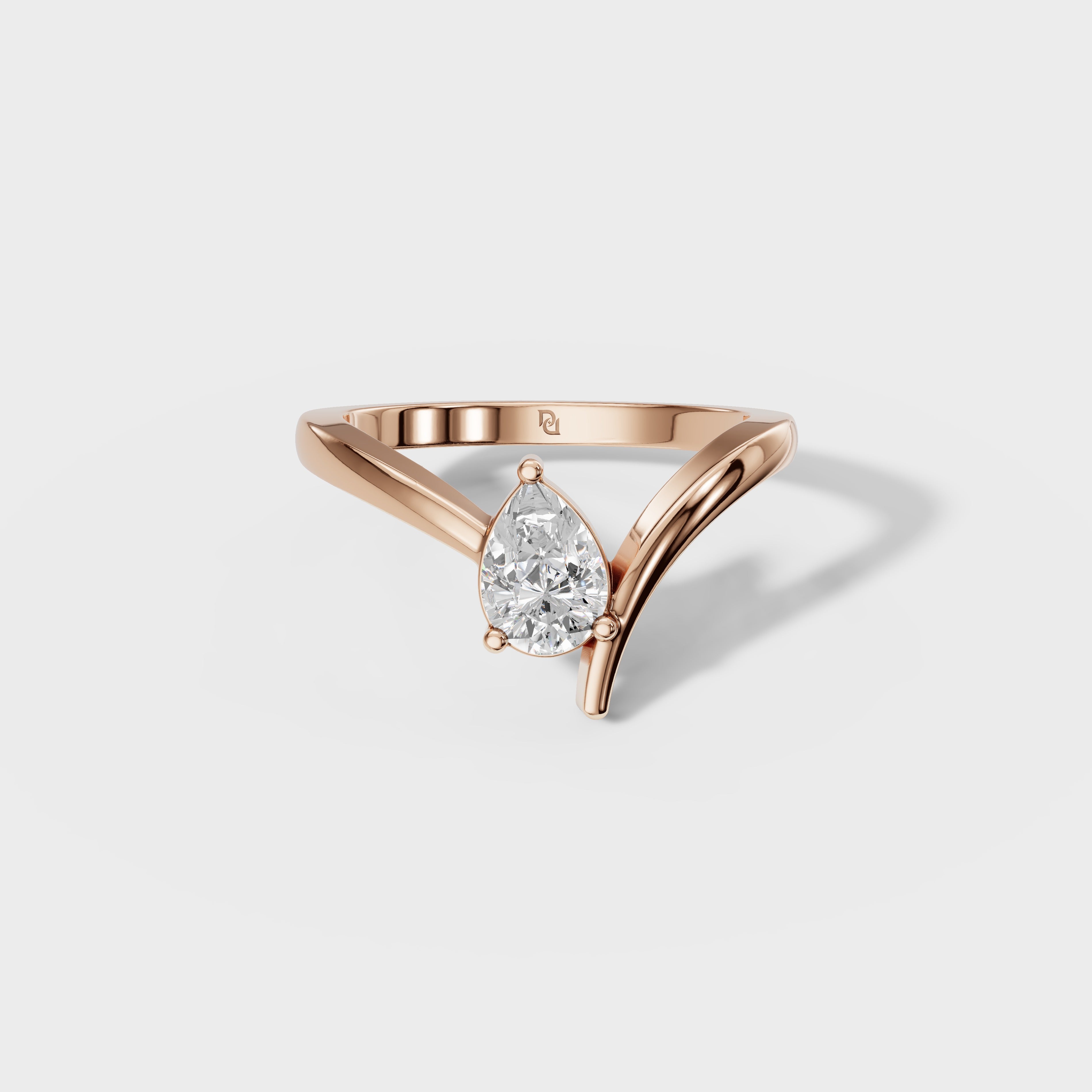Pear Diamond V-Setting Solitaire Ring